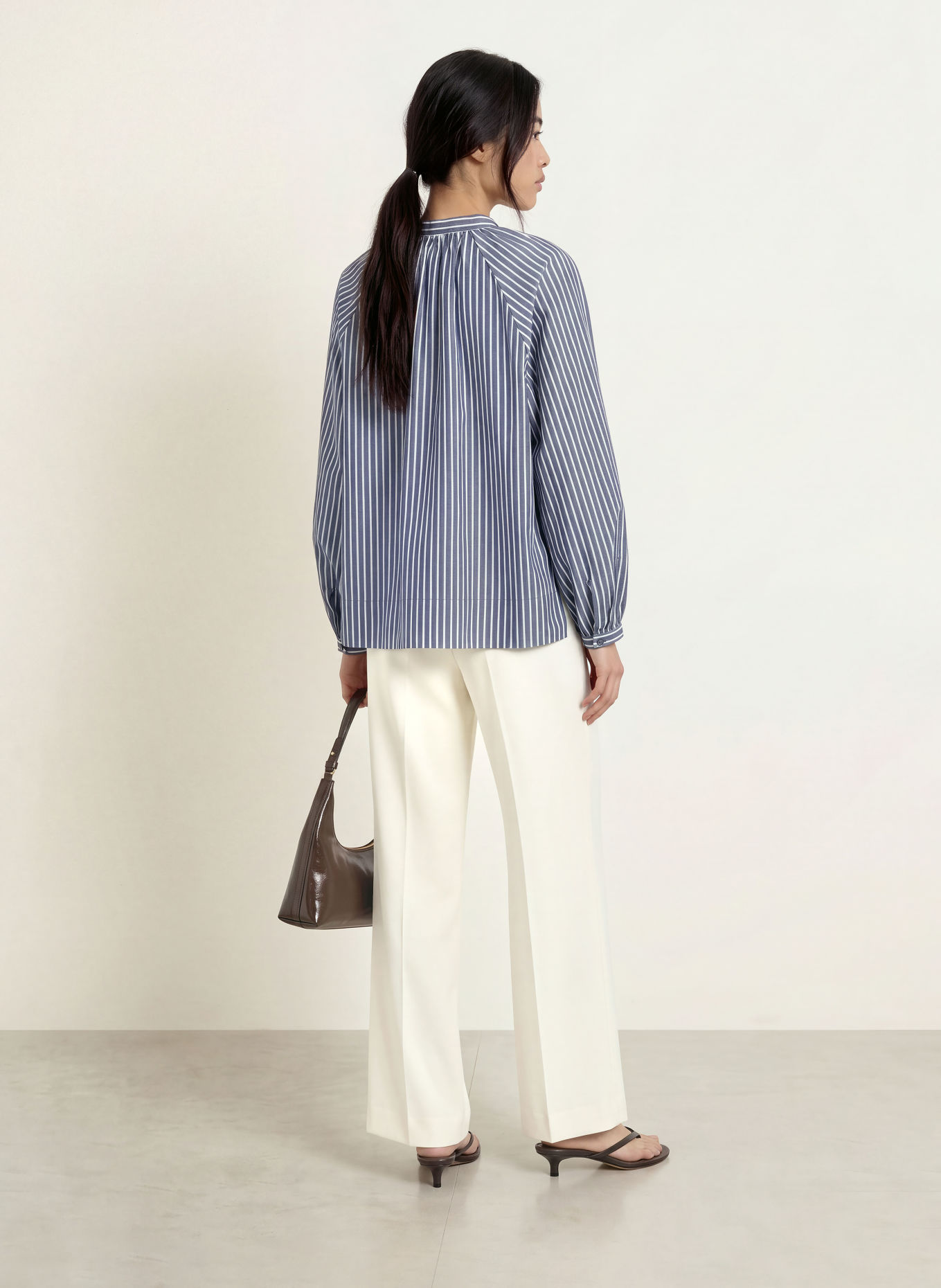 GRACE & MILA Chemisier ALBANE: BLEU FONCÉ / GRIS / BLANC