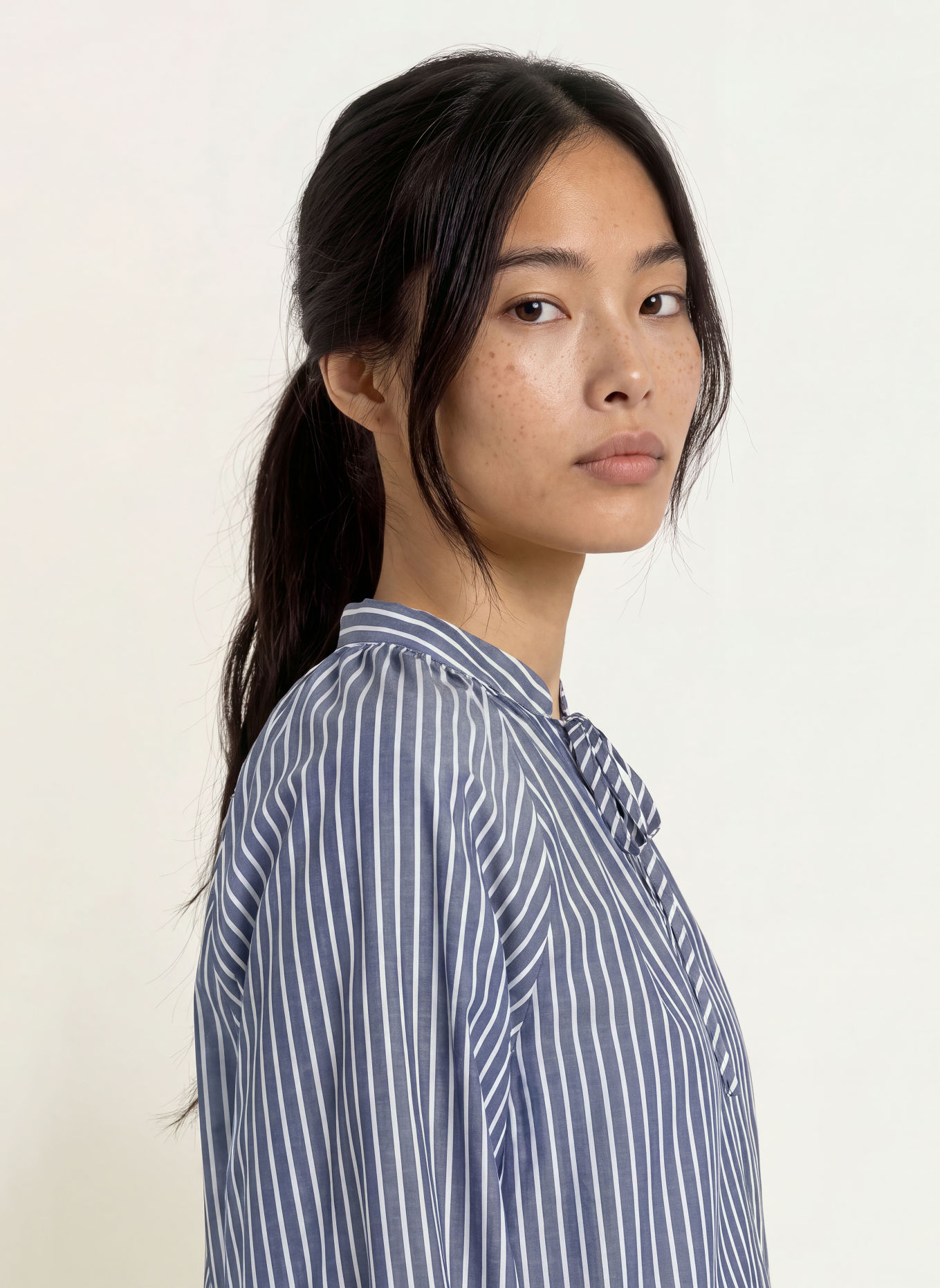GRACE & MILA Chemisier ALBANE: BLEU FONCÉ / GRIS / BLANC