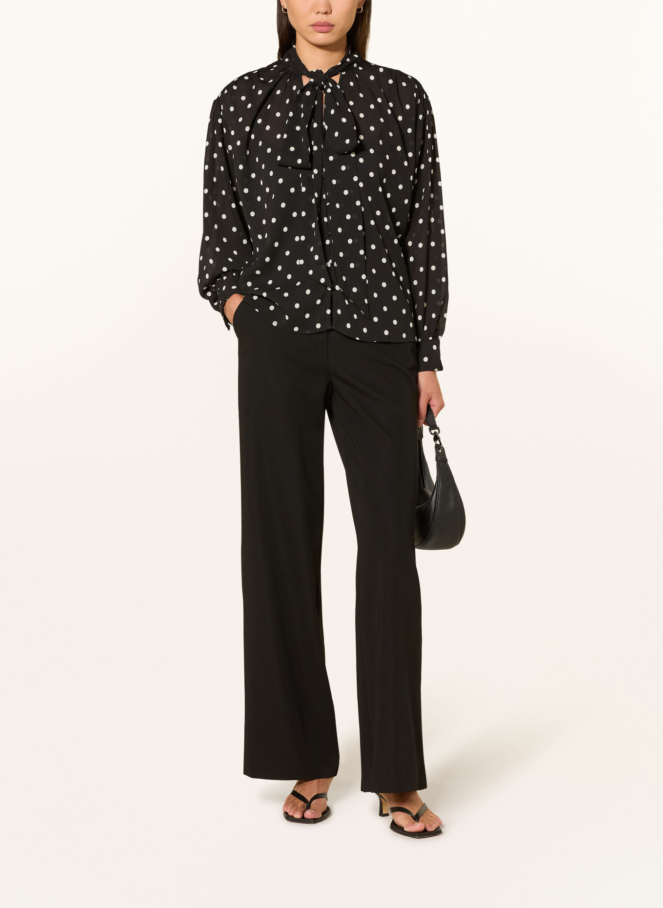 GRACE & MILA Strikblouse ANGELICA: ZWART / WIT