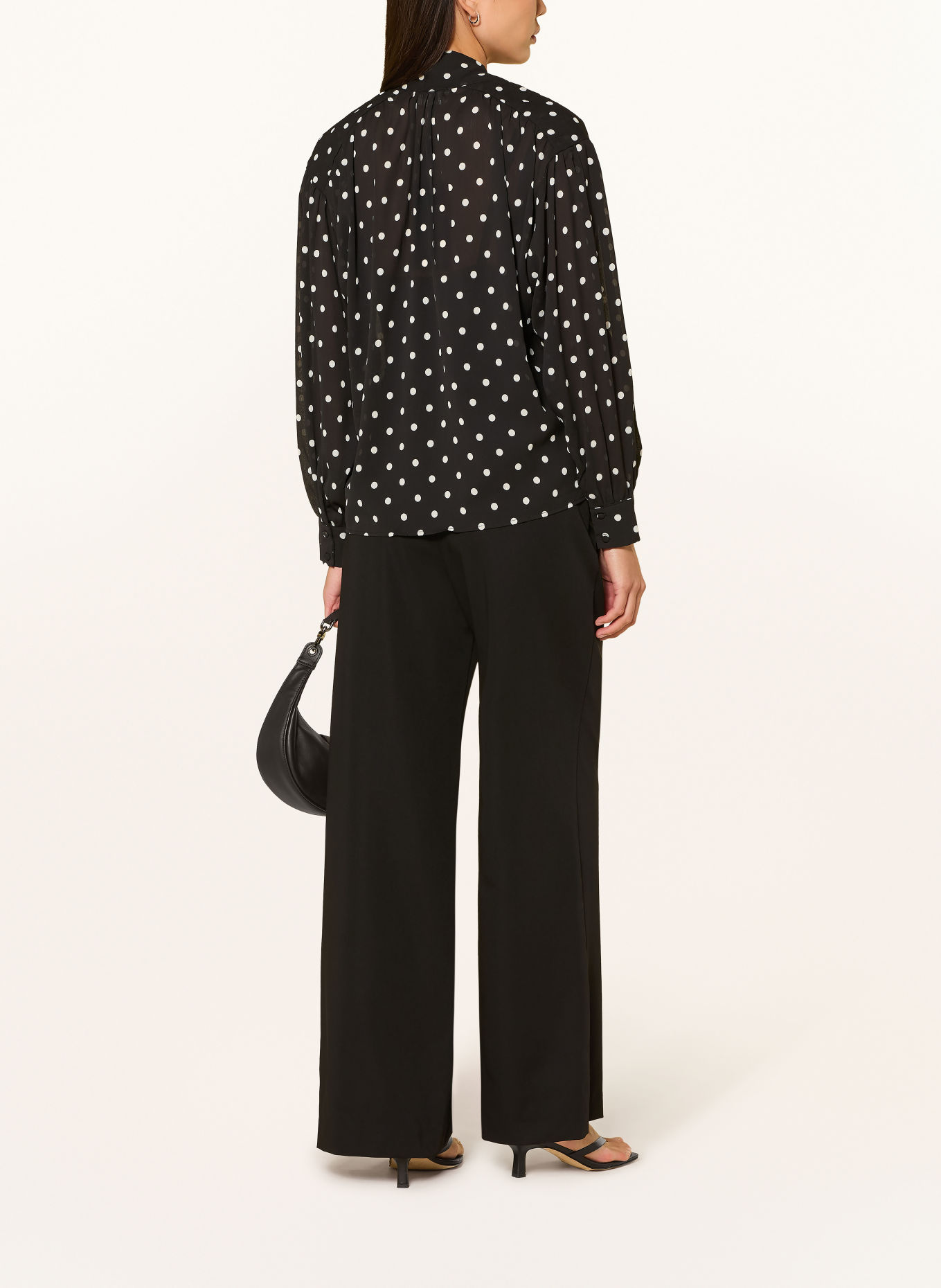 GRACE & MILA Strikblouse ANGELICA: ZWART / WIT