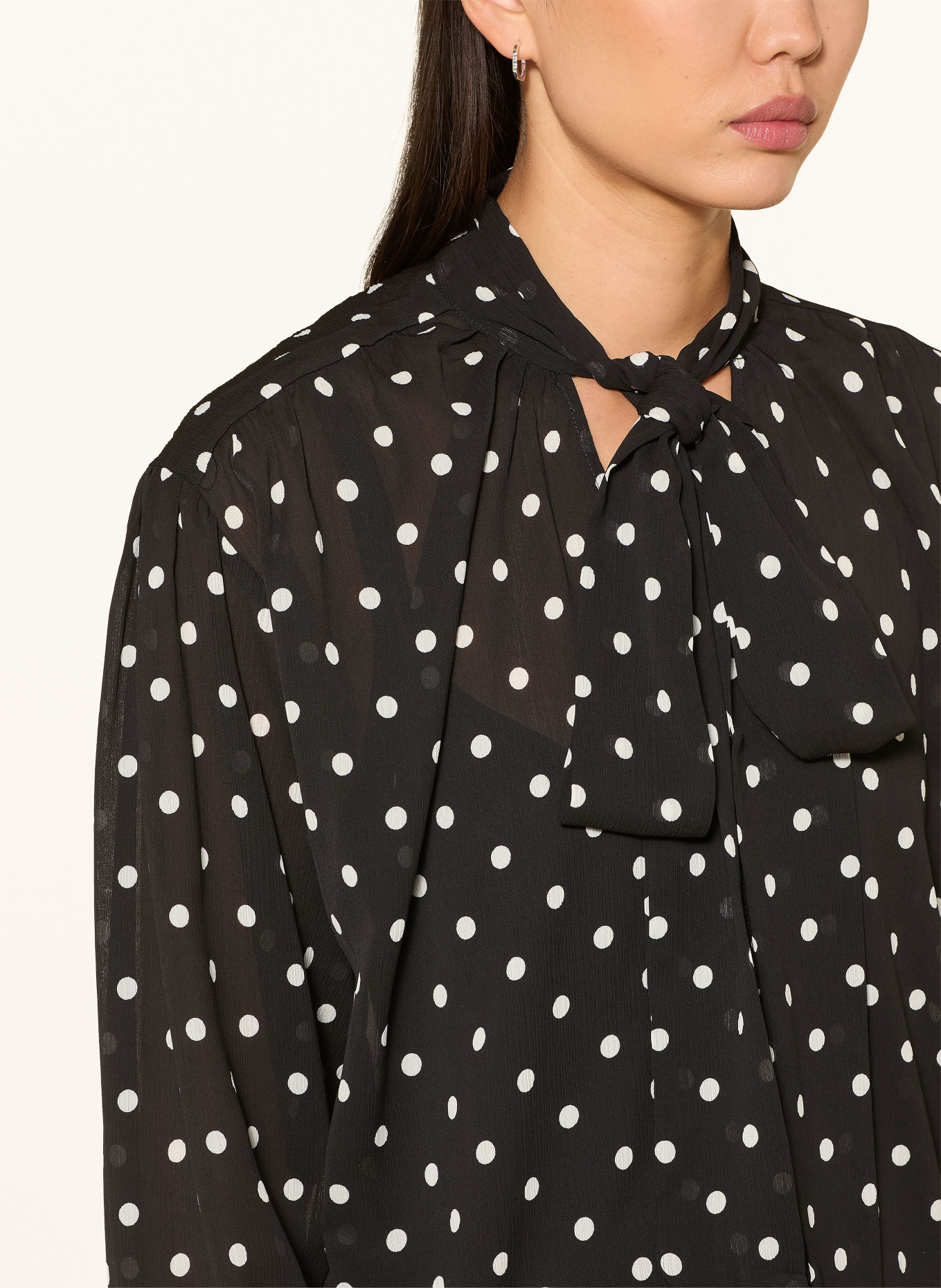 GRACE & MILA Strikblouse ANGELICA: ZWART / WIT