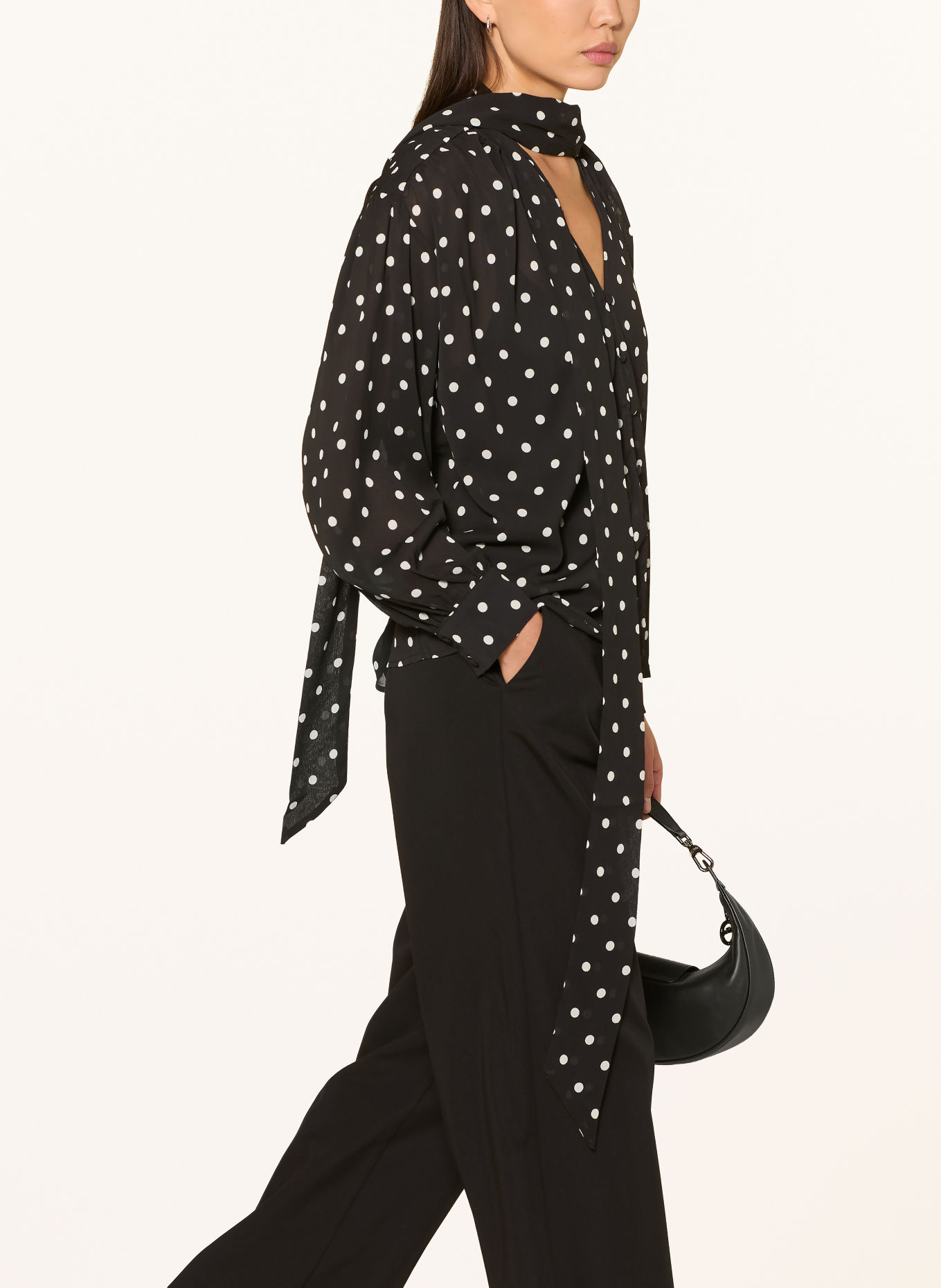 GRACE & MILA Strikblouse ANGELICA: ZWART / WIT