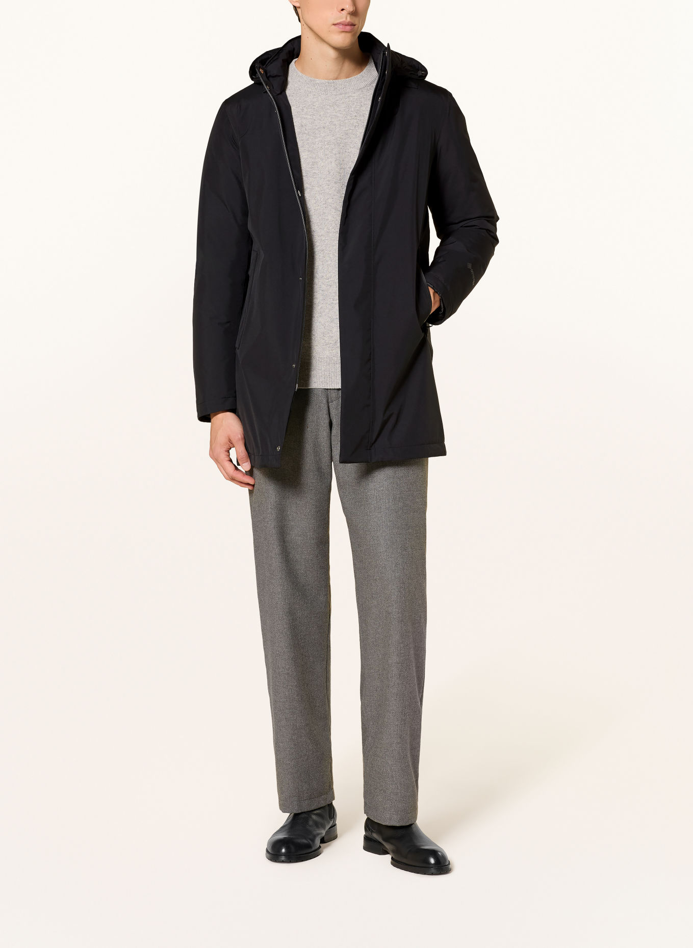 HERNO Down parka with detachable hood: BLACK