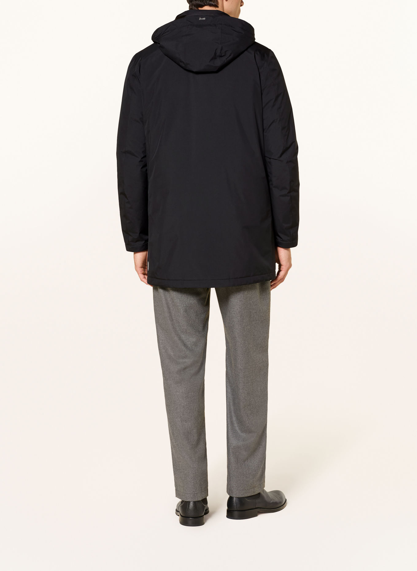 HERNO Down parka with detachable hood: BLACK