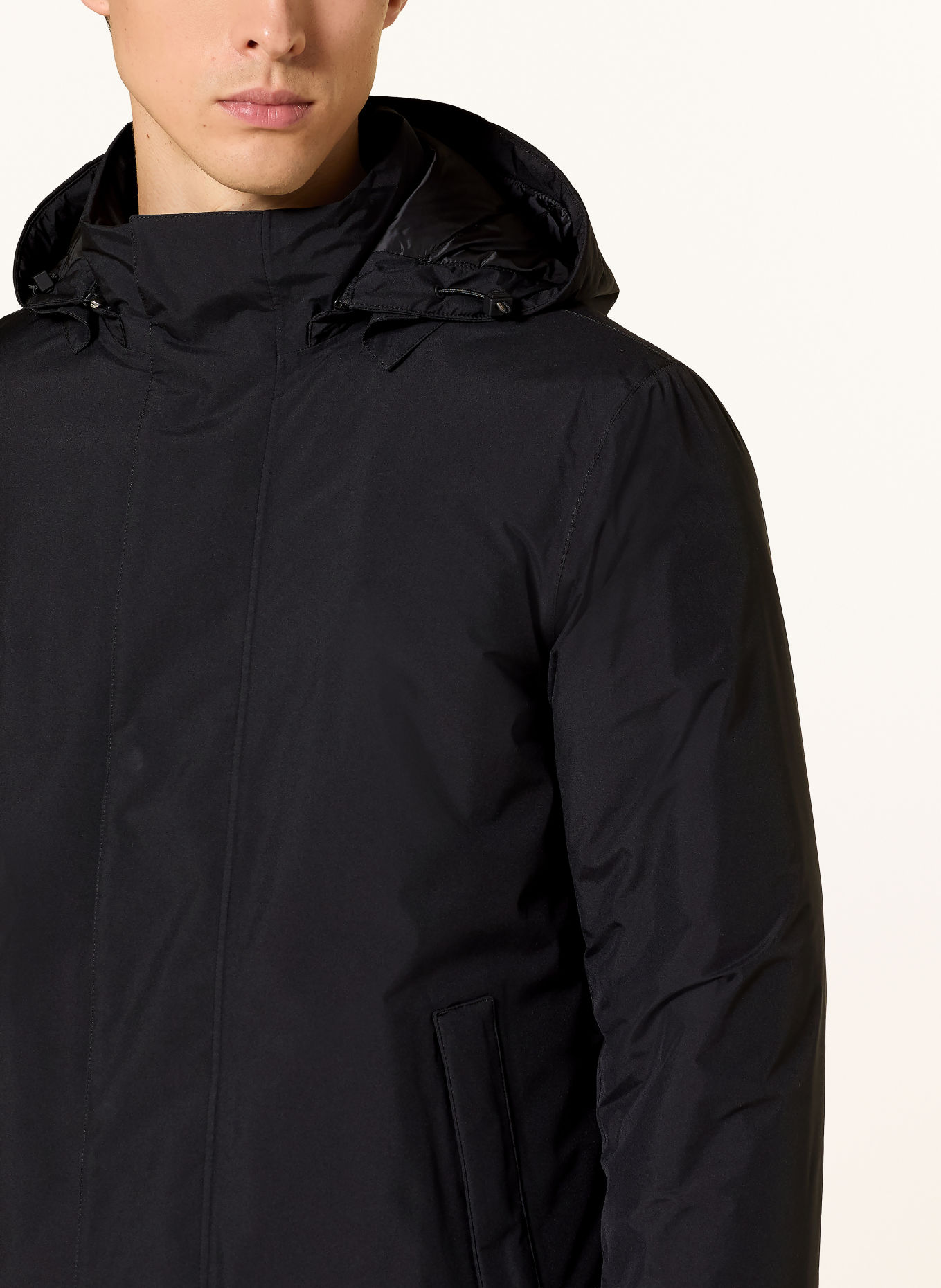 HERNO Down parka with detachable hood: BLACK