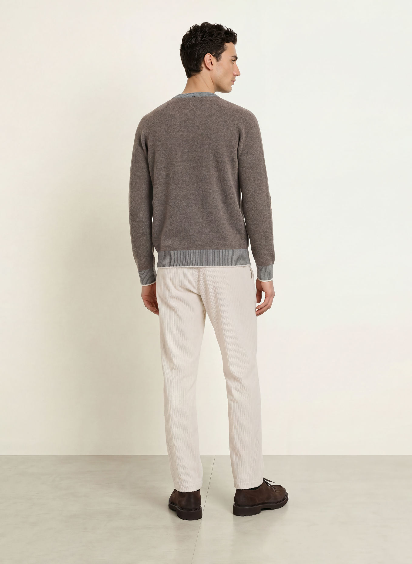 HERNO Pantaloni din velur de cordon, croială regular: CREM
