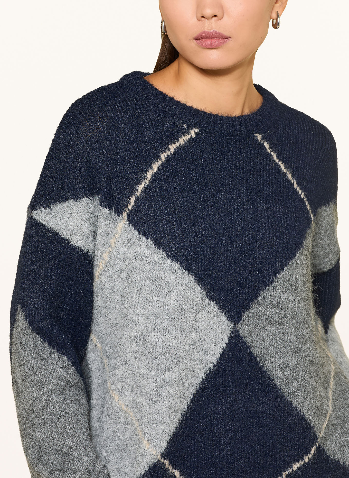 NEO NOIR INGA Sweater: DARK BLUE / ECRU / GRAY