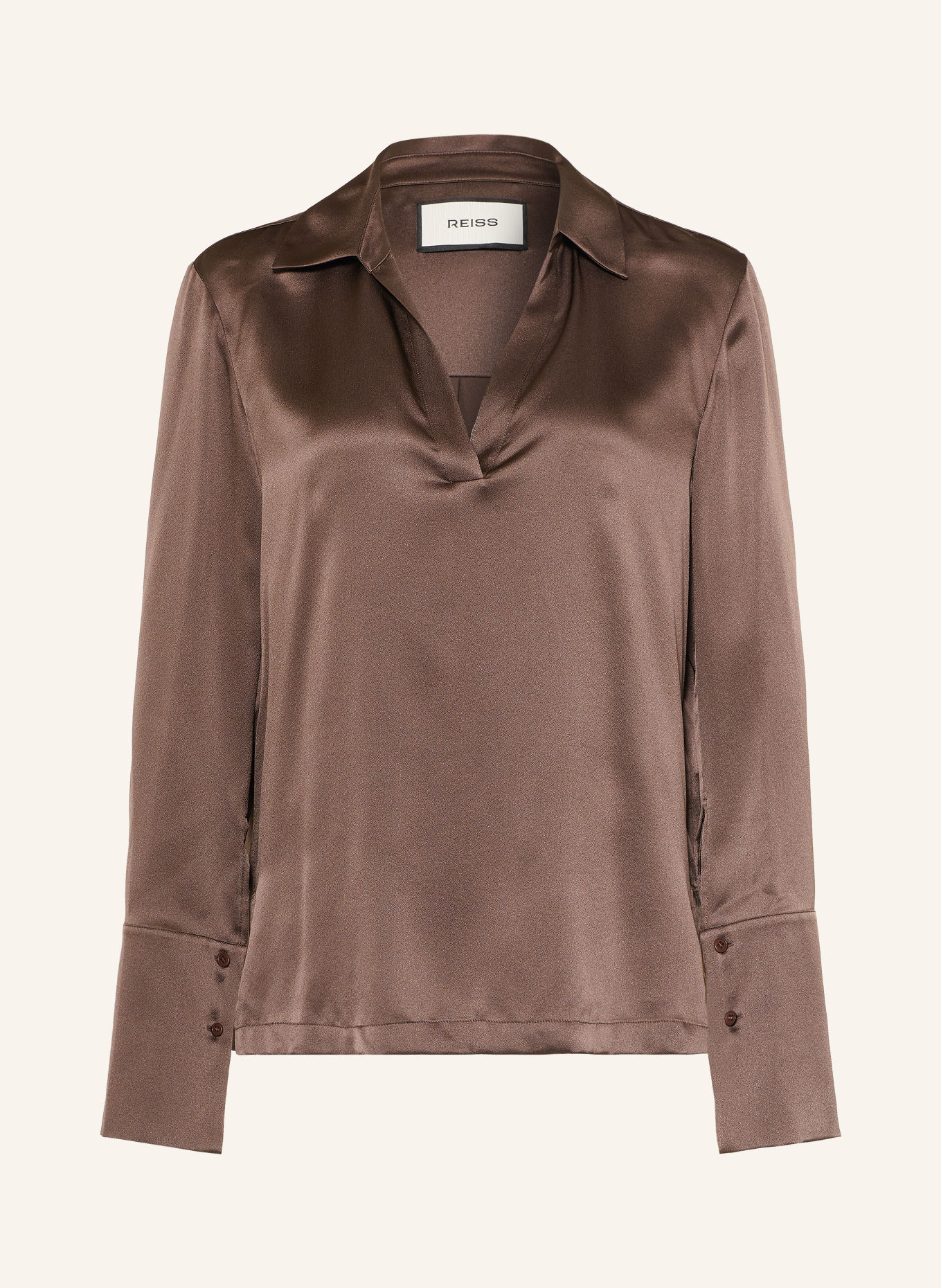 REISS Zijden blouse MARINA: MARRON FONCÉ