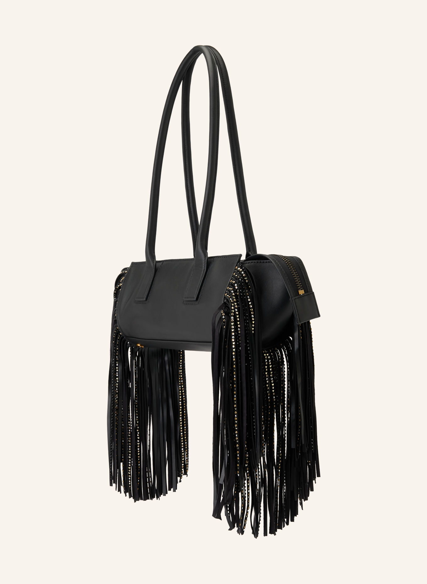 KURT GEIGER Sac épaule SLOANE avec pierres décoratives: NOIR / ARGENT / OR