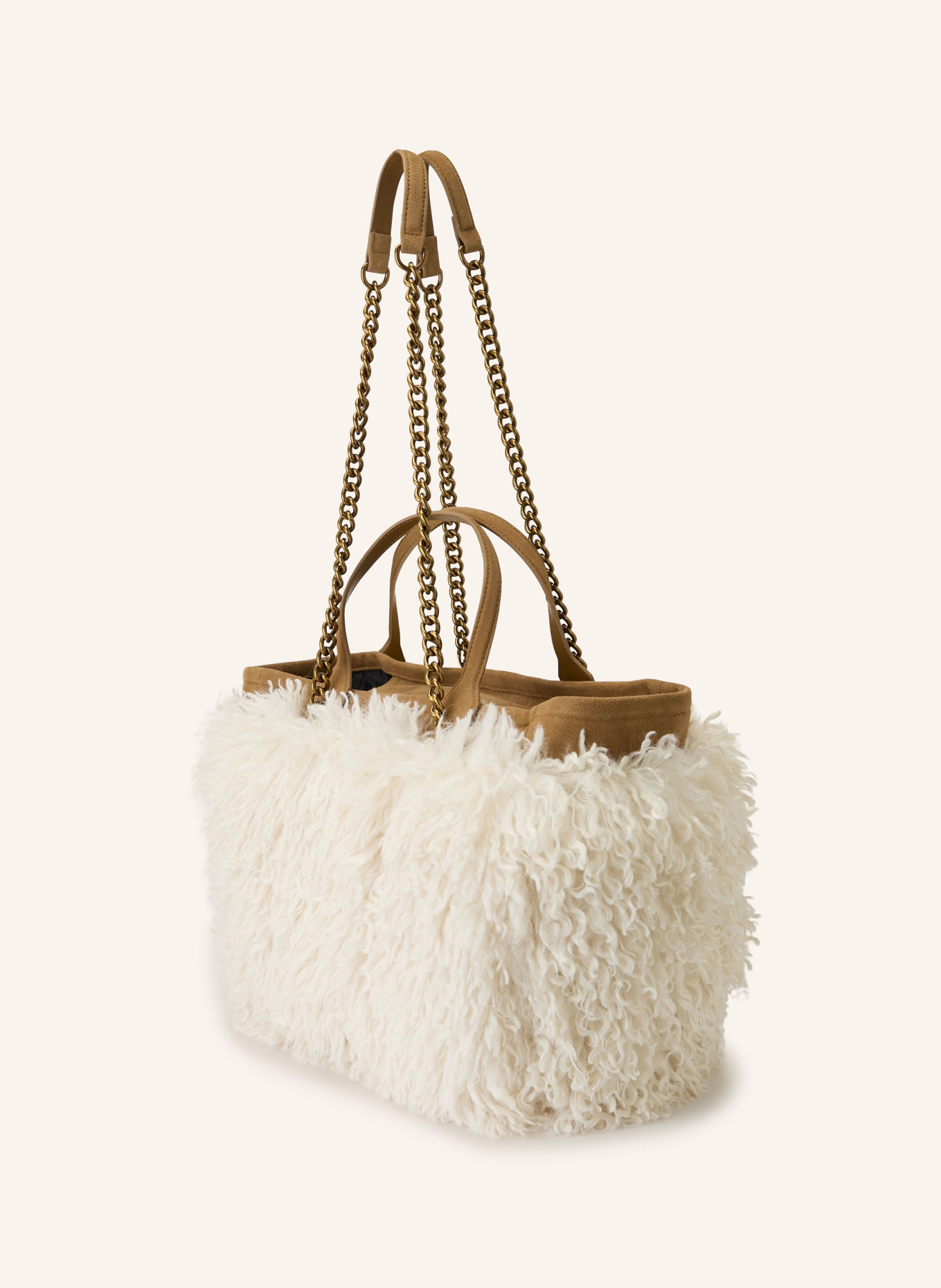KURT GEIGER Shopper HOXTON mit Kunstfell: ECRU / HELLBRAUN