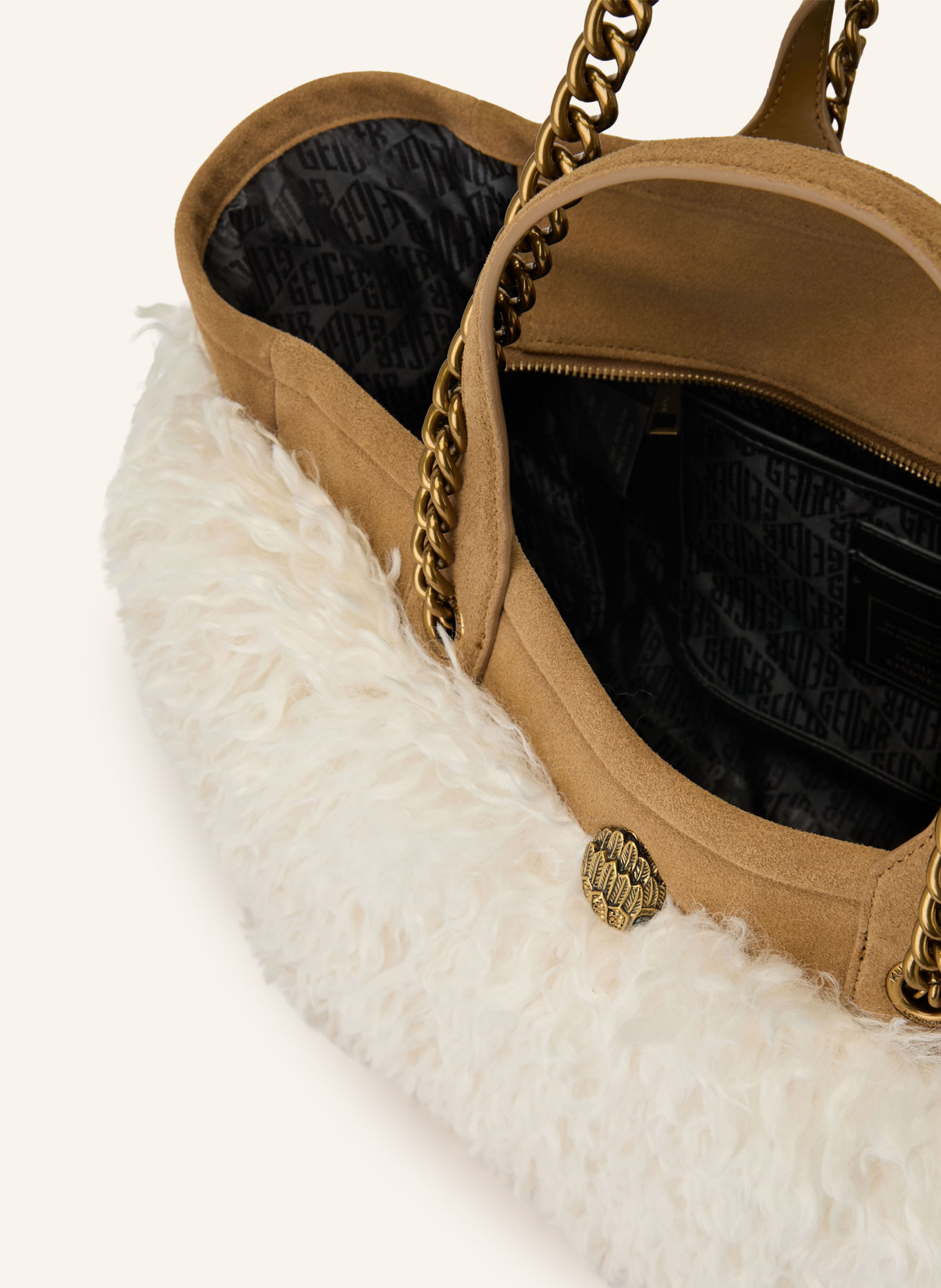 KURT GEIGER Shopper HOXTON mit Kunstfell: ECRU / HELLBRAUN