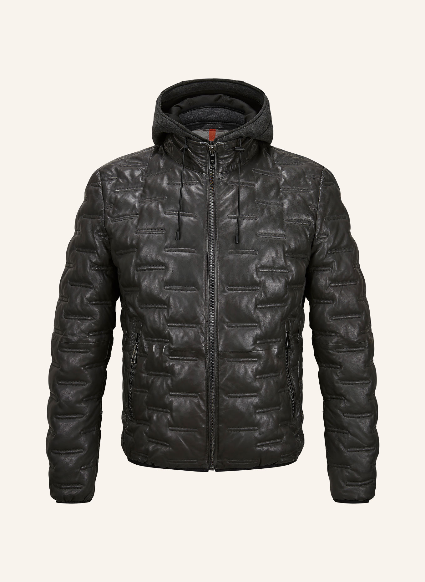 MILESTONE MSALONSO leather jacket with detachable trim and removable hood: DARK GRAY