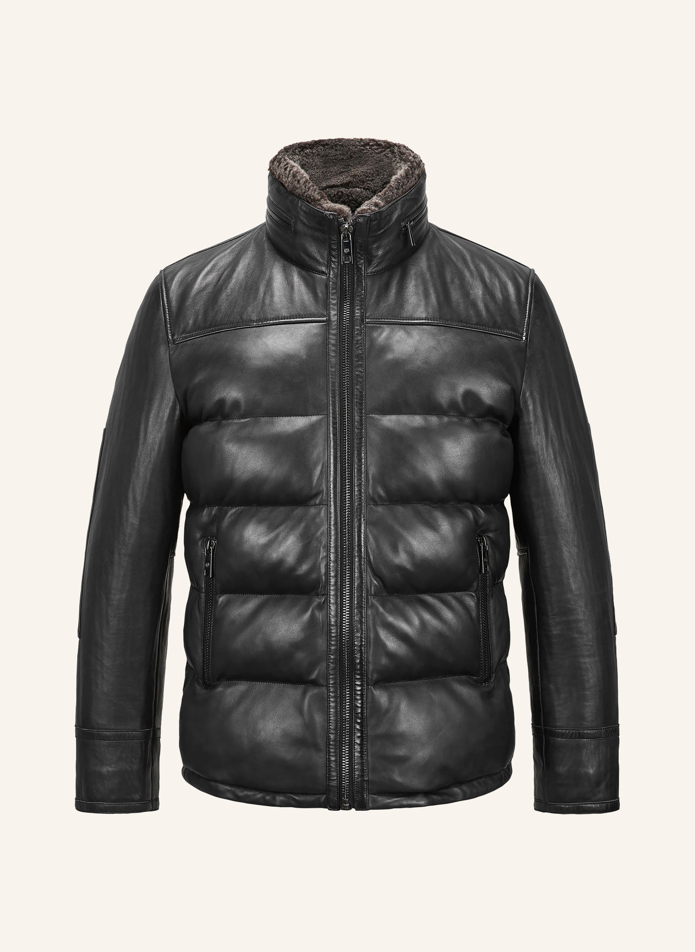 MILESTONE Leather jacket: BLACK