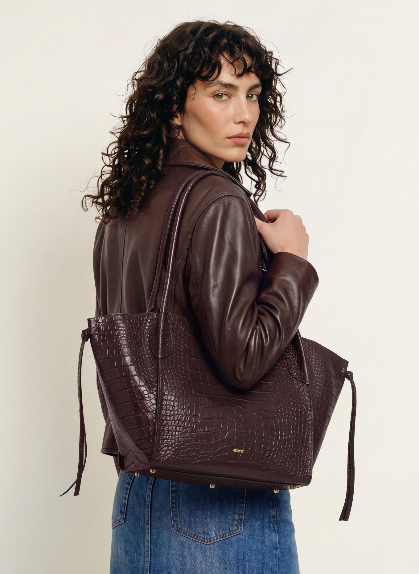 abro Shoppers VIBE BIG Tote Bag: DARK RED / SILVER