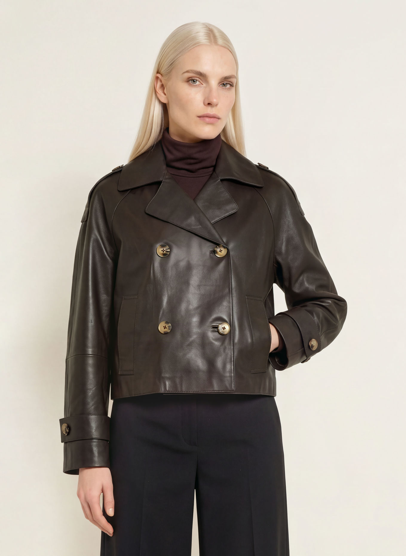 RINO & PELLE Leren jas: MARRON FONCÉ