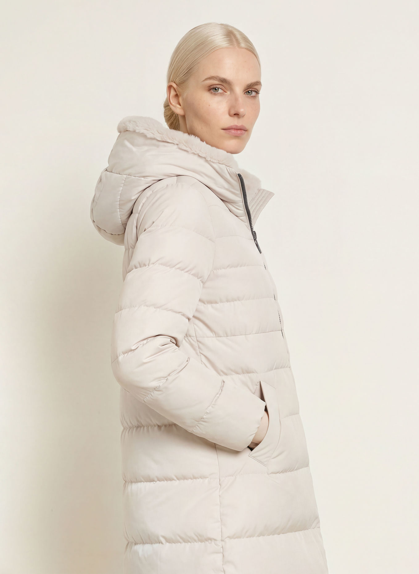 RINO & PELLE Quilted coat KEILAFUR: CREAM