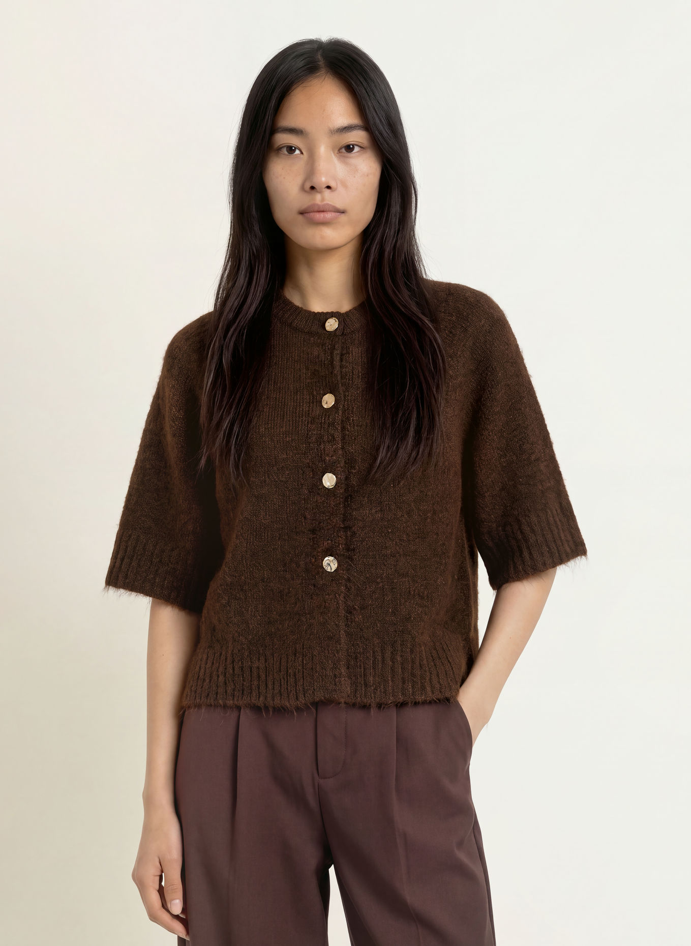 RINO & PELLE Strickjacke ELCO: BRAUN