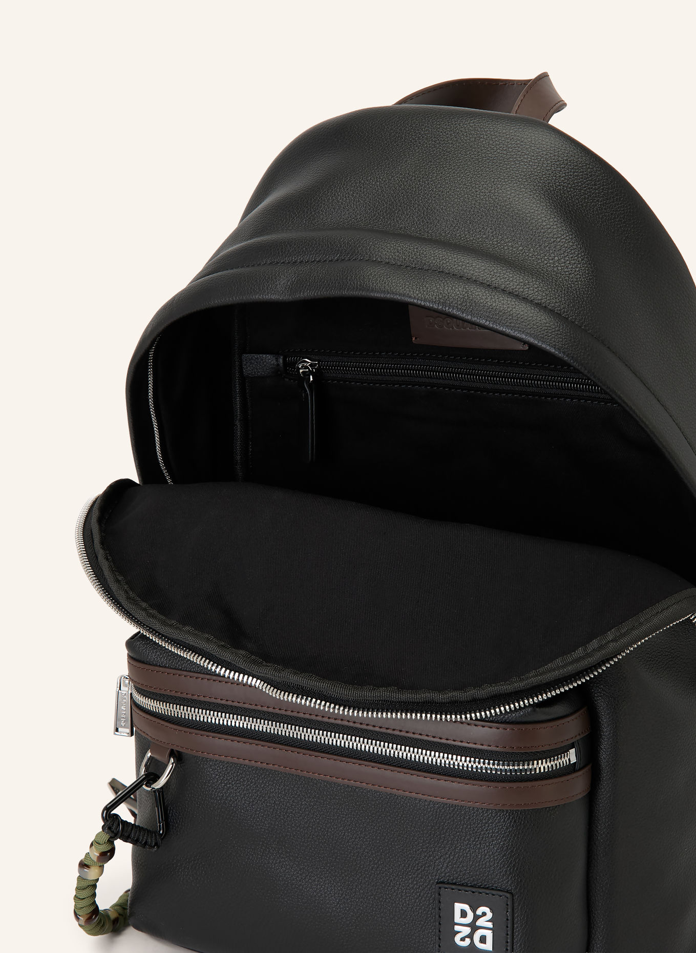 DSQUARED2 Ryggsäck: SVART / SILVER / MÖRKBRUN