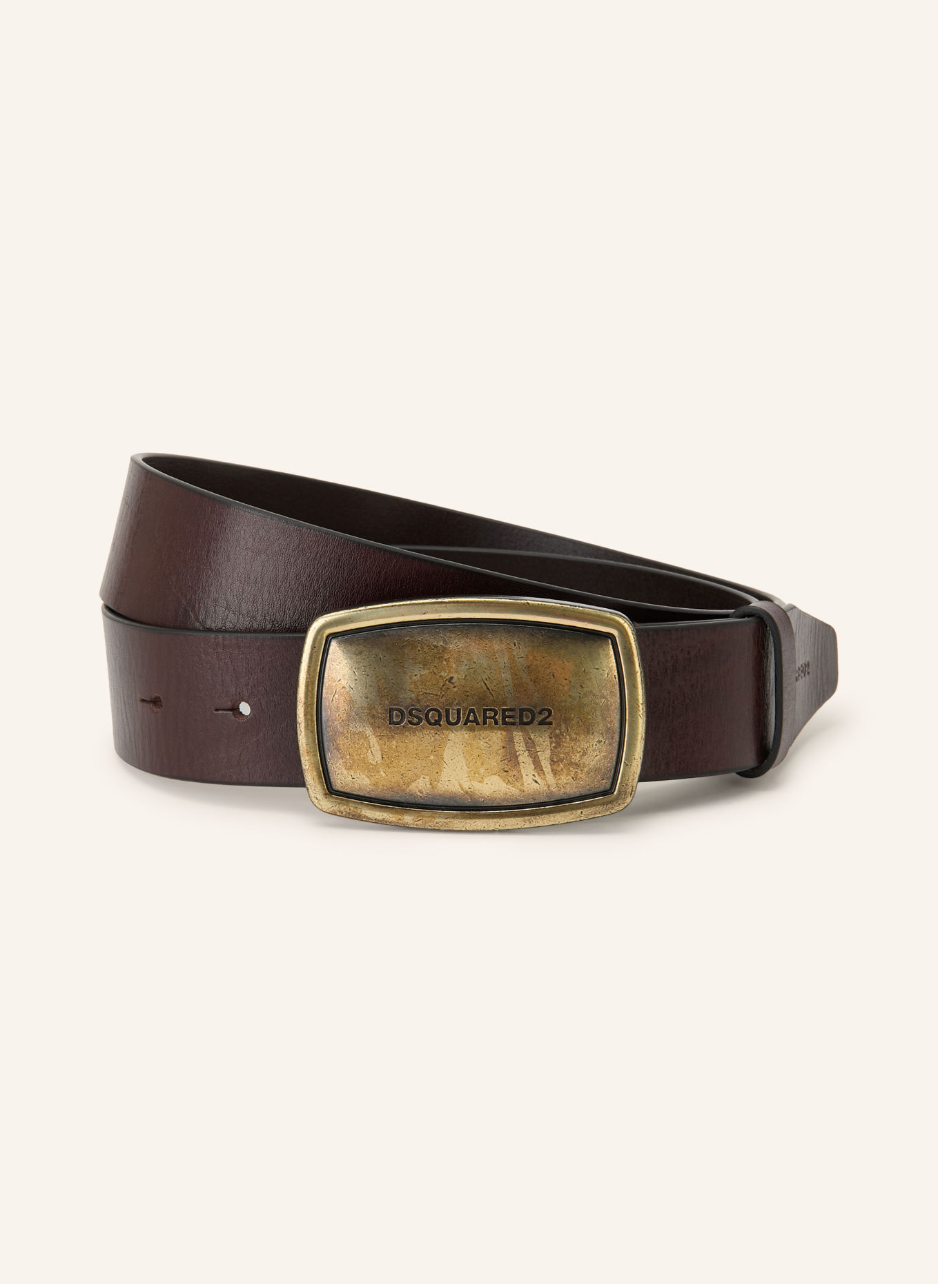 DSQUARED2 Leren riem: MARRON FONCÉ / GOUD