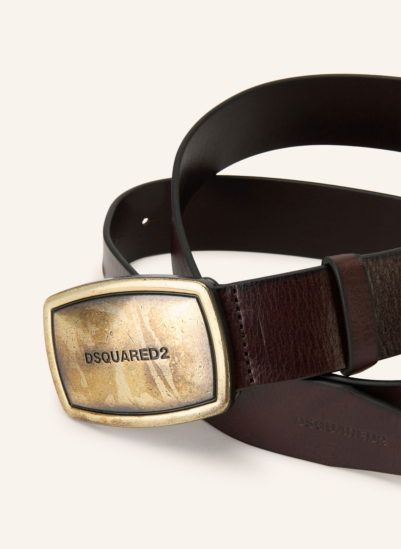 DSQUARED2 Leren riem: MARRON FONCÉ / GOUD