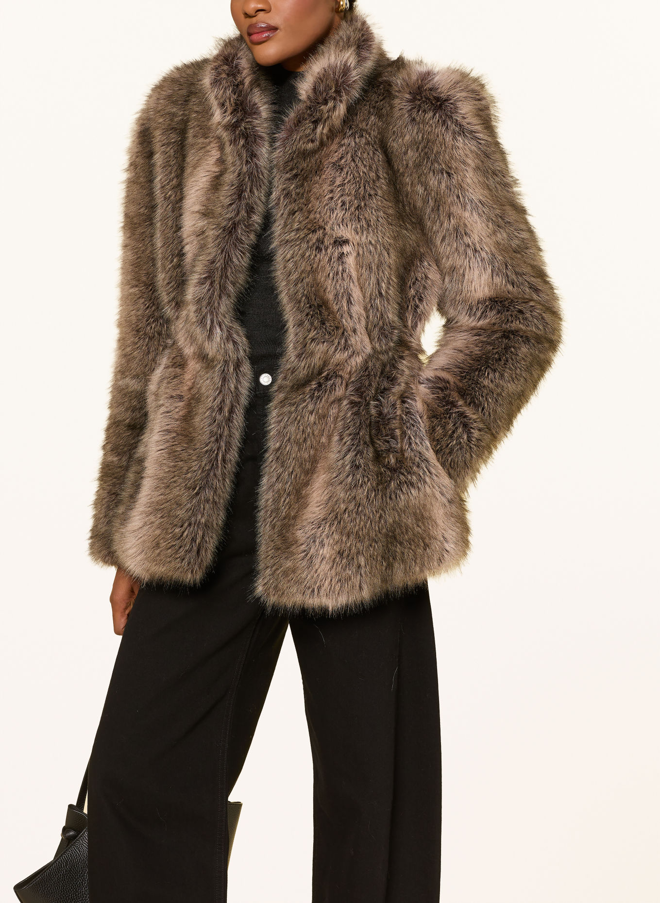 The Frankie Shop Kunstfell-Jacke DENIA: BEIGE / SCHWARZ