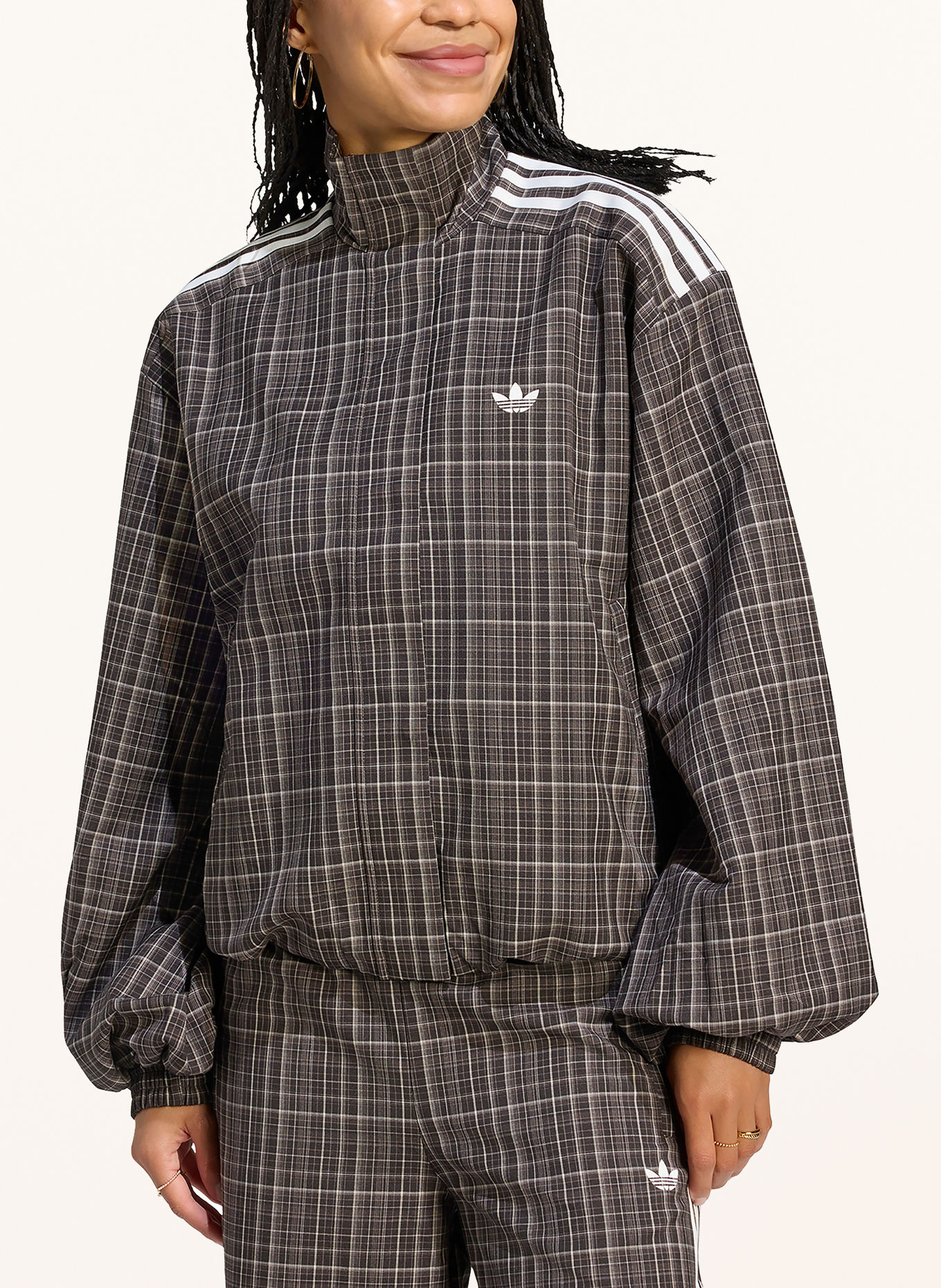 adidas Originals Blouson CHECK TT: MARRON / CRÈME