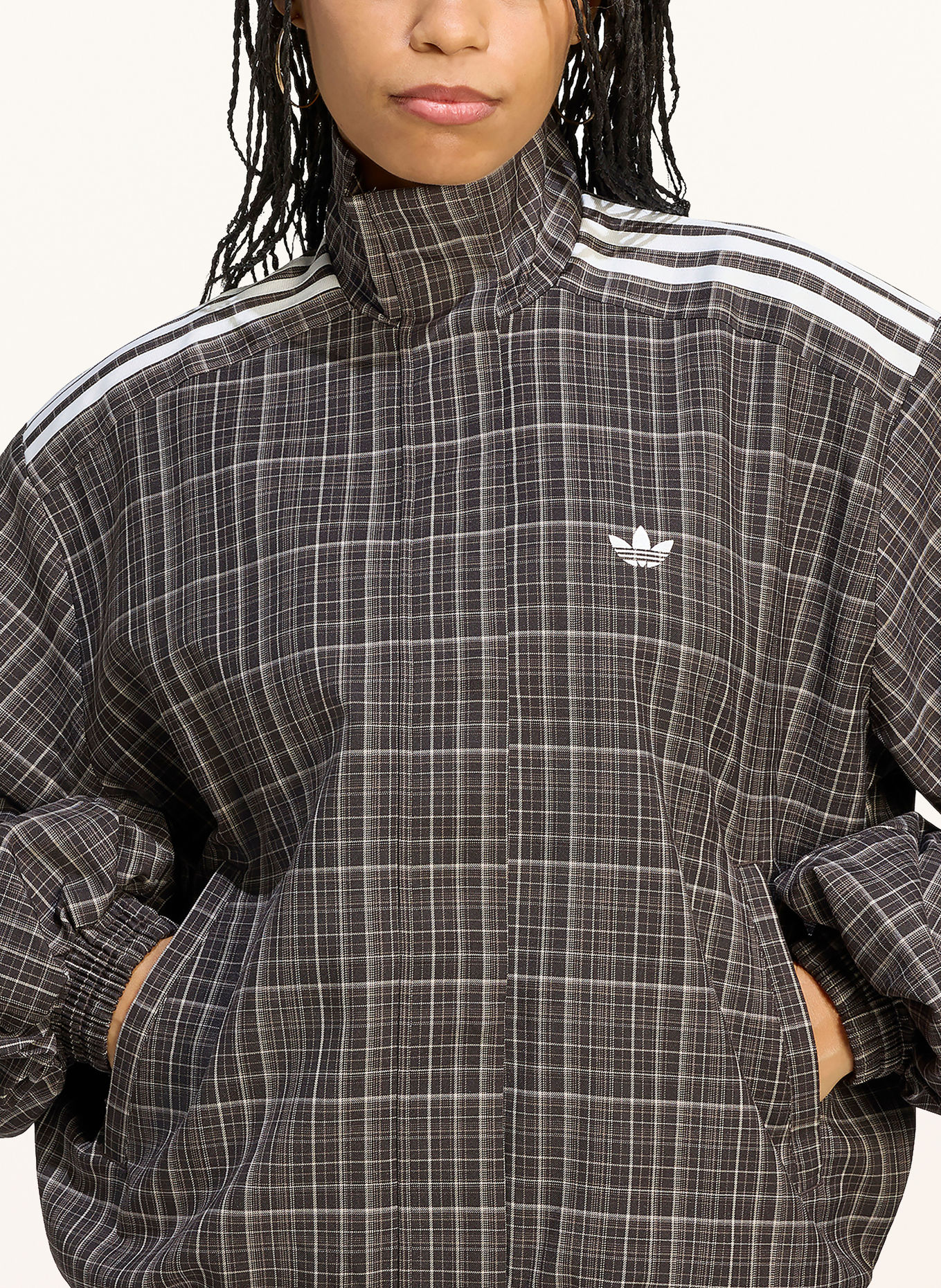 adidas Originals Blouson CHECK TT: MARRON / CRÈME