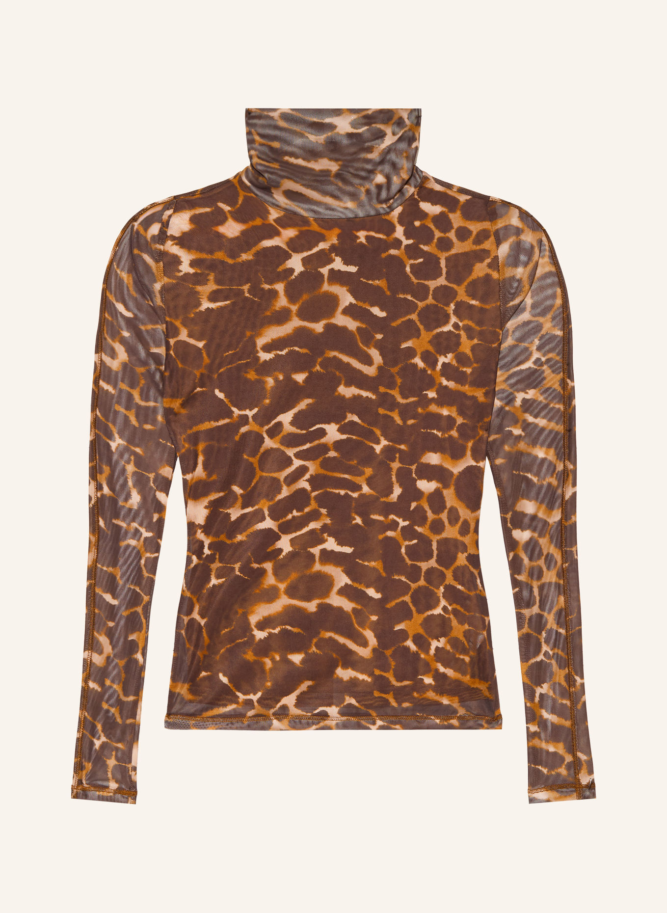 FABIENNE CHAPOT JAYDN Mesh Turtleneck top: CAMEL / DARK BROWN