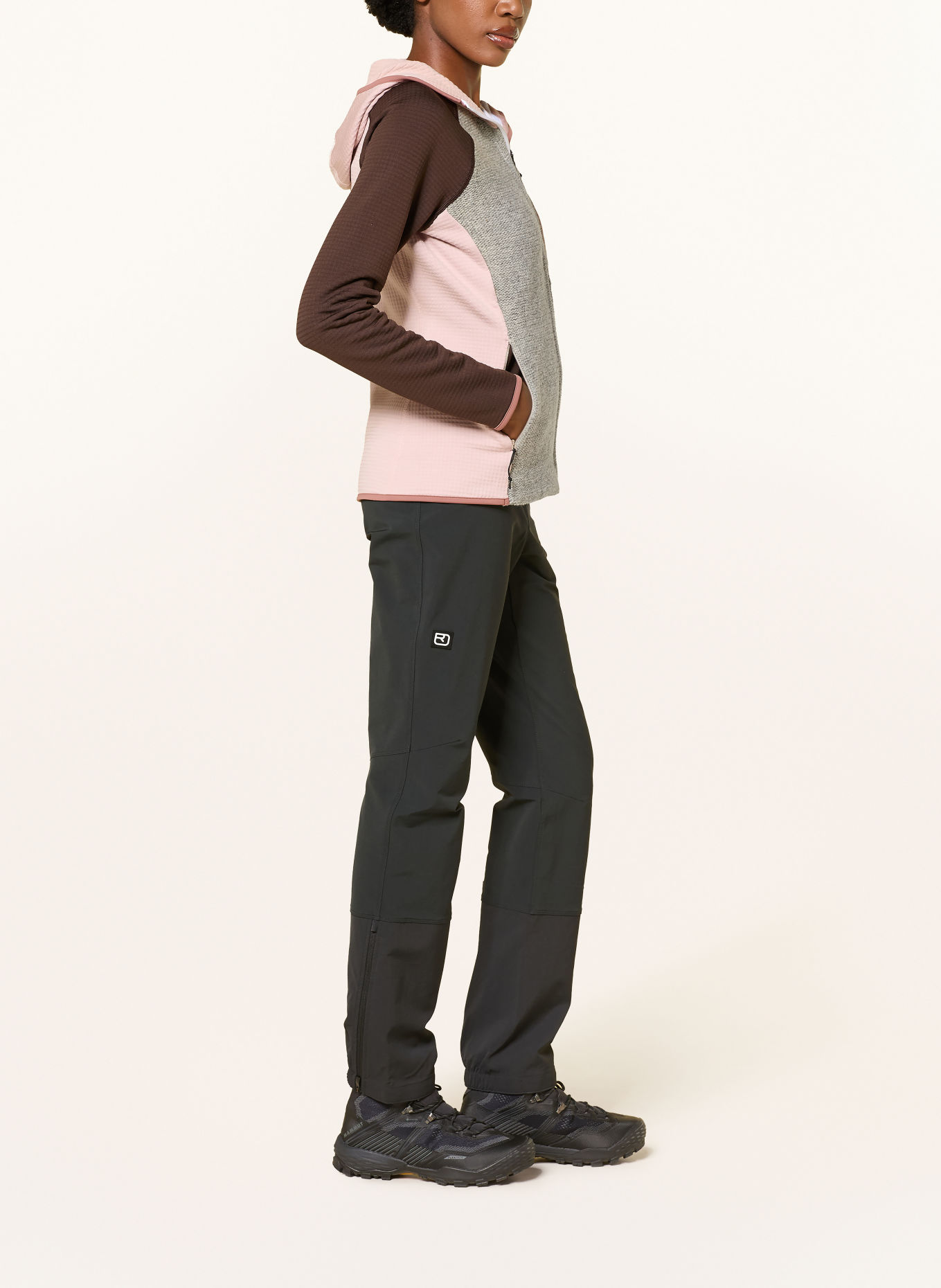 ORTOVOX Kurtka z polaru FLEECE GP CLASSIC KNIT z wełną merynosową: SZARY / CIEMNOBRĄZOWY / RÓŻOWY