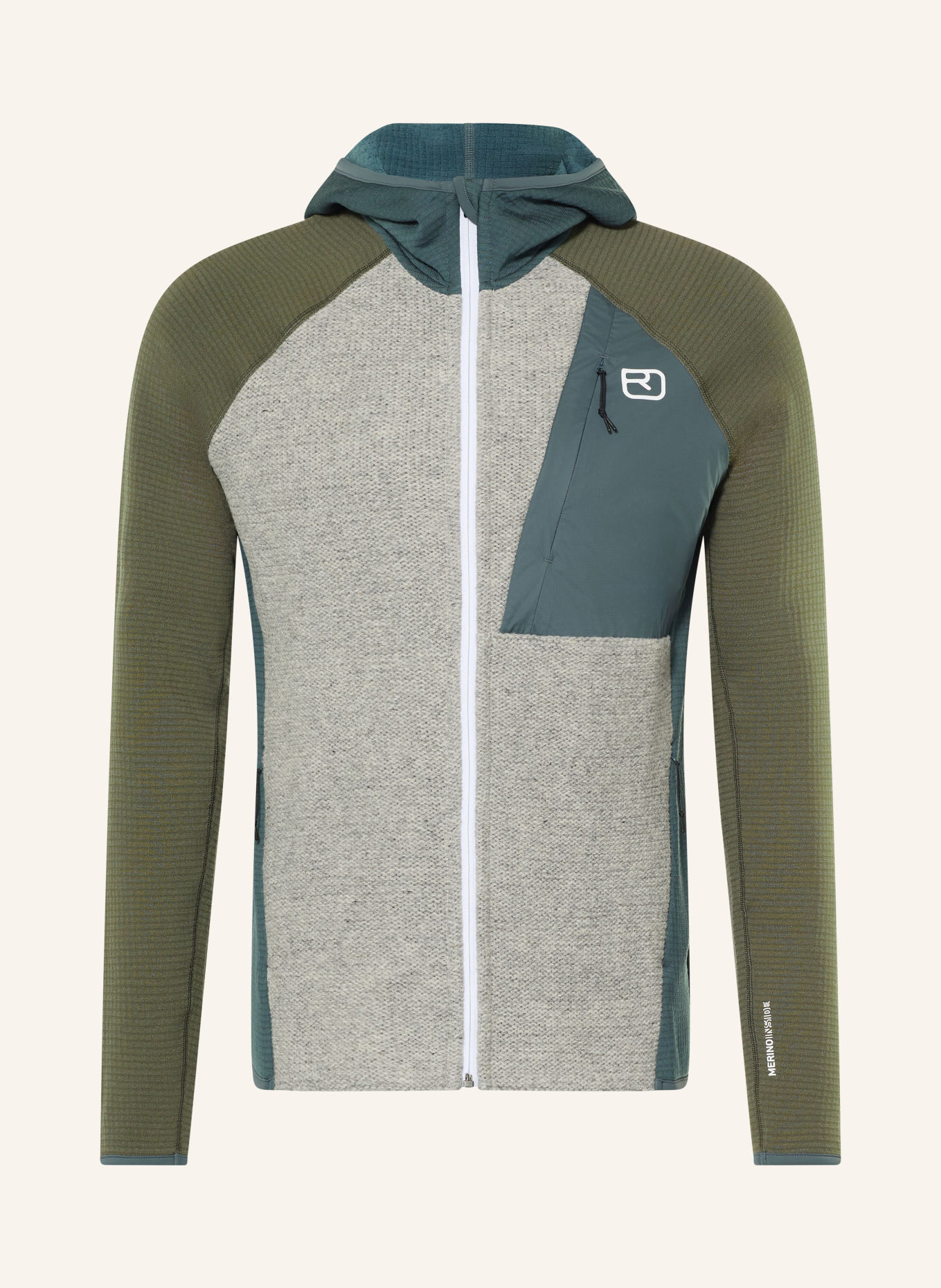 ORTOVOX Fleecejacke GP CLASSIC KNIT: GRAU / KHAKI / DUNKELBLAU