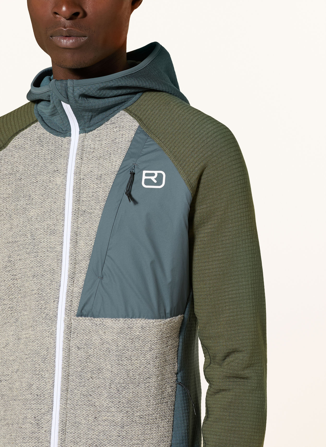 ORTOVOX Fleecejacke GP CLASSIC KNIT: GRAU / KHAKI / DUNKELBLAU