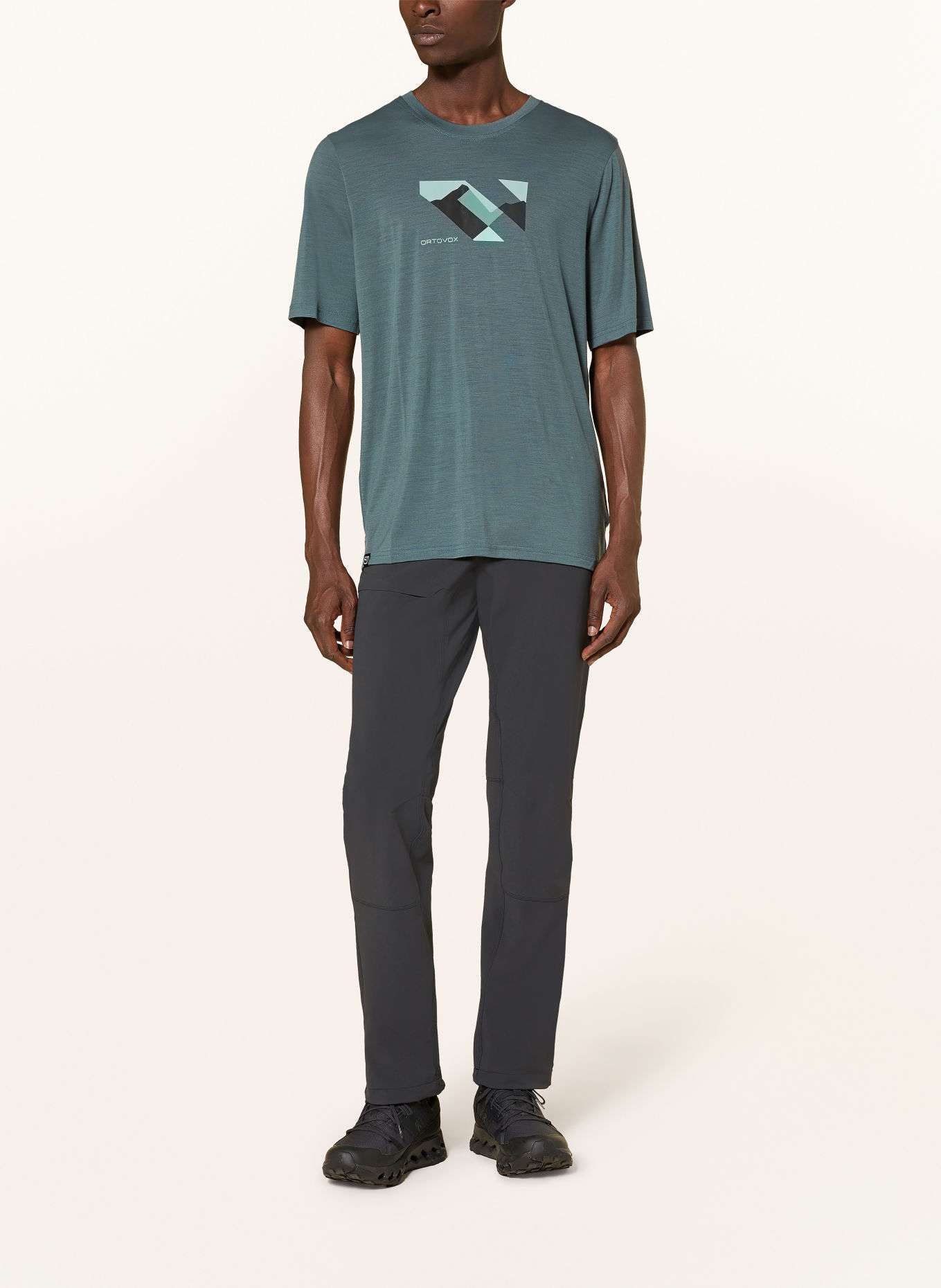 ORTOVOX T-shirt 140 COOL LANDSCAPE met merinowol: BLAUW / LICHTBLAUW / DONKERBLAUW