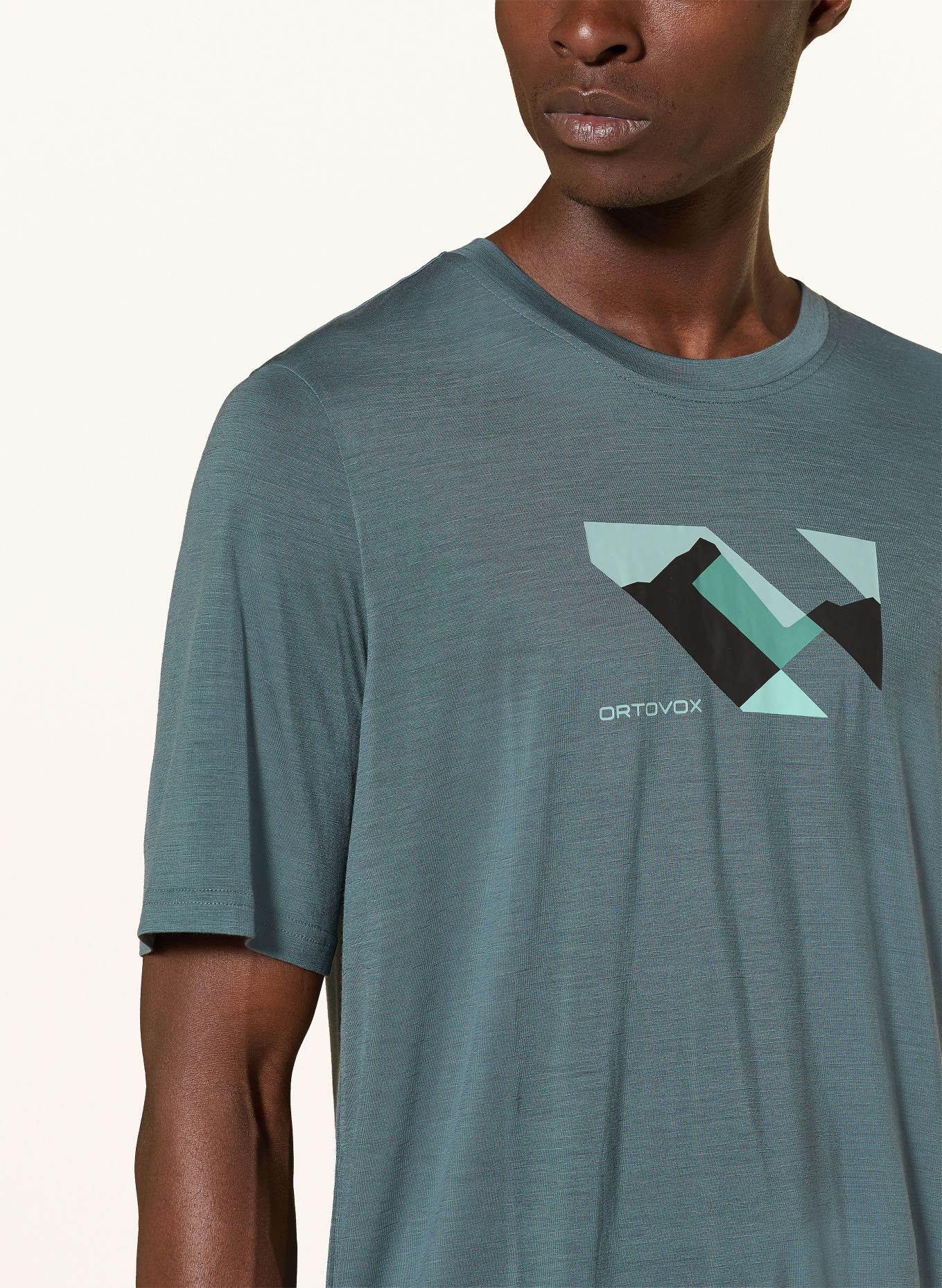 ORTOVOX T-shirt 140 COOL LANDSCAPE met merinowol: BLAUW / LICHTBLAUW / DONKERBLAUW