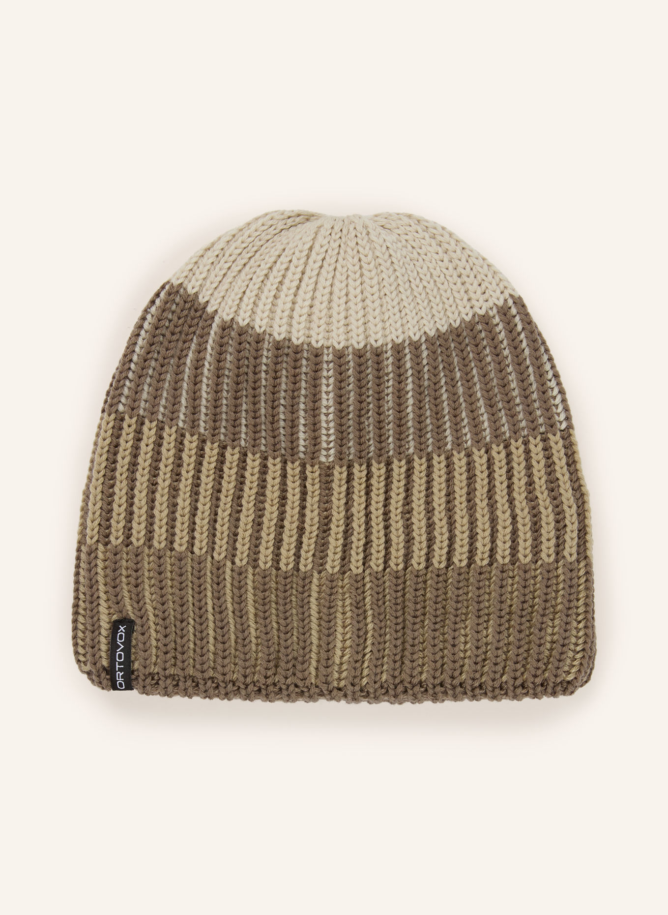 ORTOVOX Mütze DEEP KNIT aus Merinowolle: KHAKI / CREME / OLIV