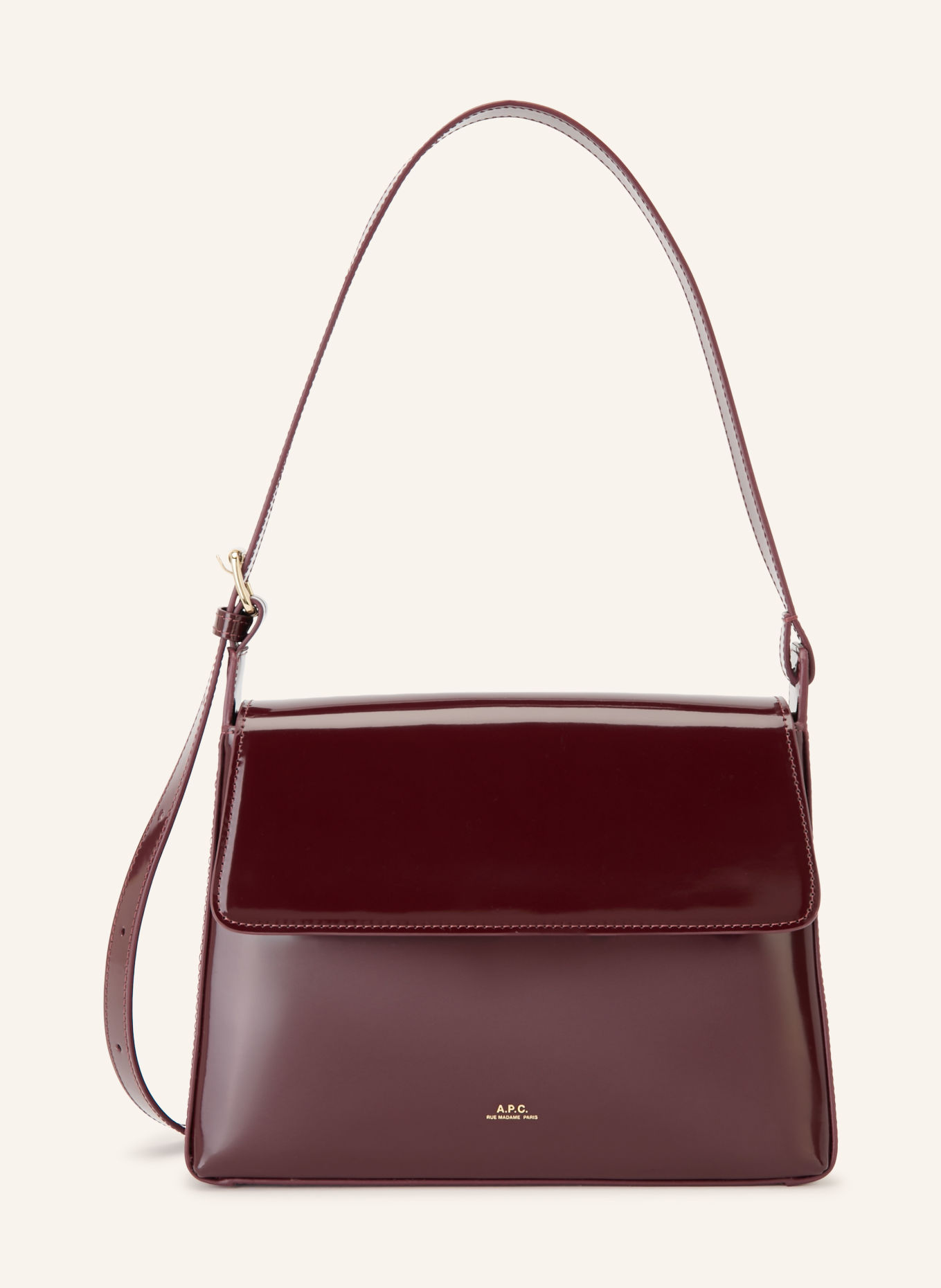 A.P.C. Torebka VIRGINIE FLAP: CIEMNOCZERWONY / ZŁOTY