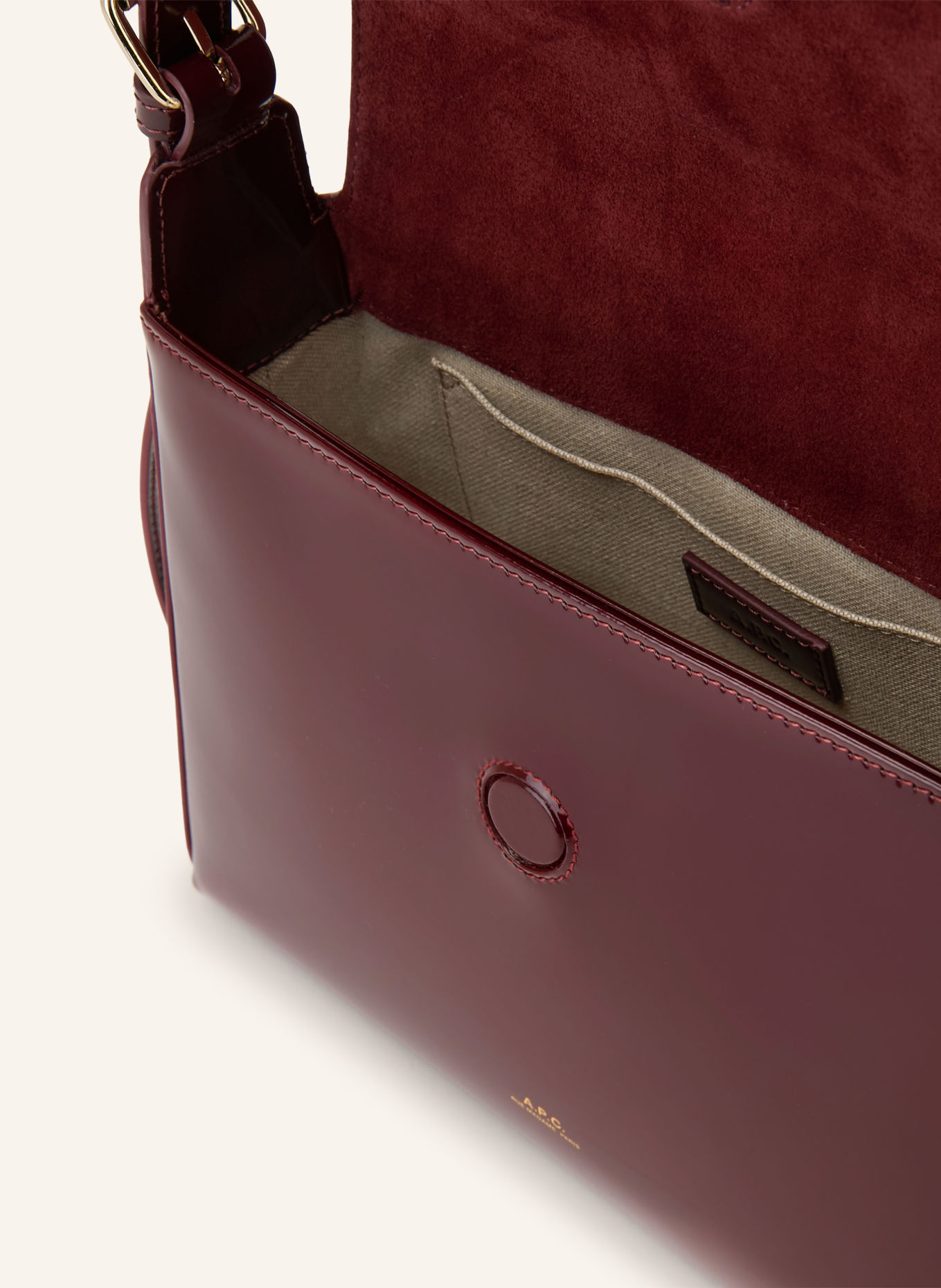 A.P.C. Torebka VIRGINIE FLAP: CIEMNOCZERWONY / ZŁOTY