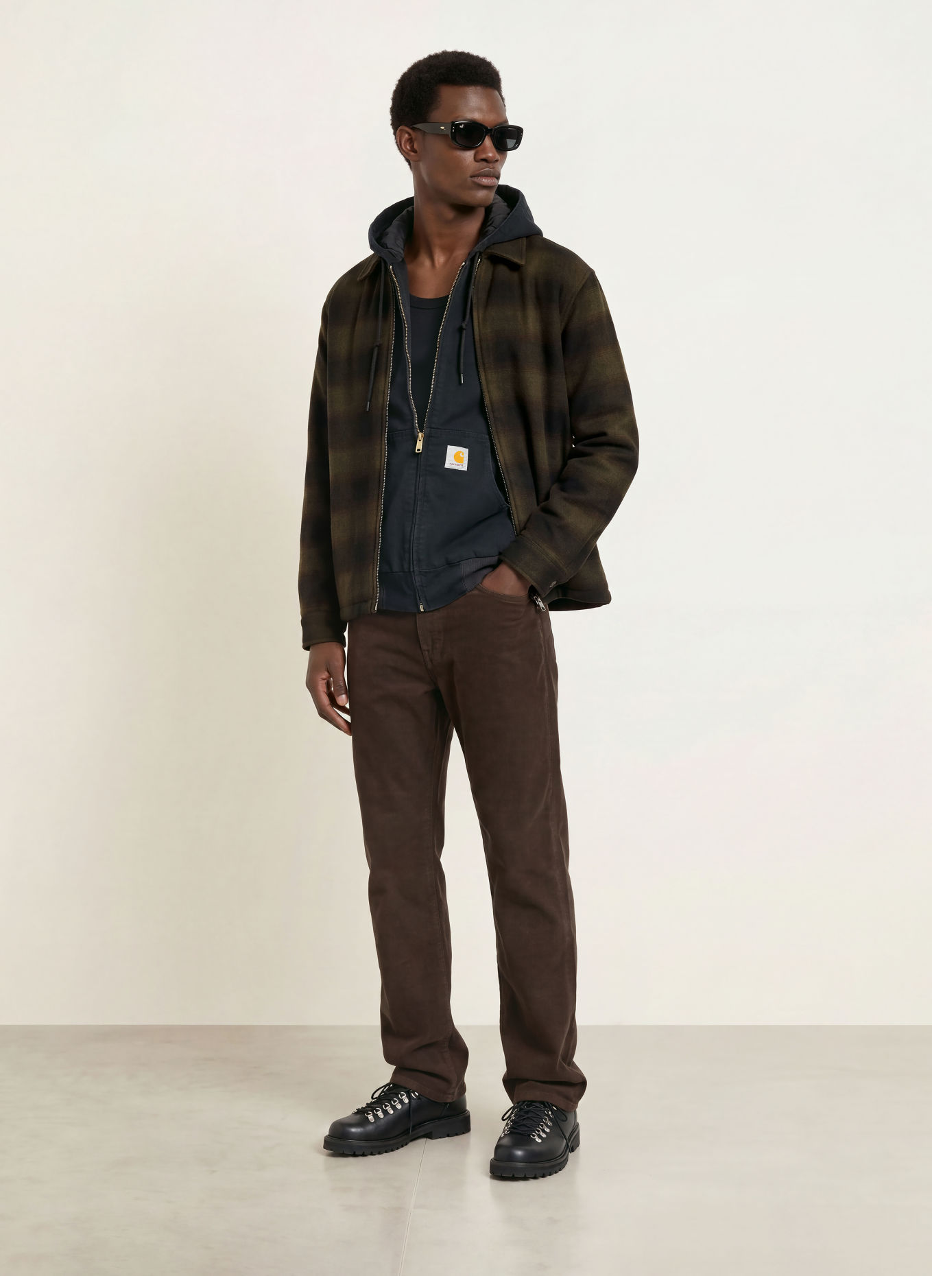 carhartt WIP Flanell-Overjacket ALTON: KHAKI / SCHWARZ