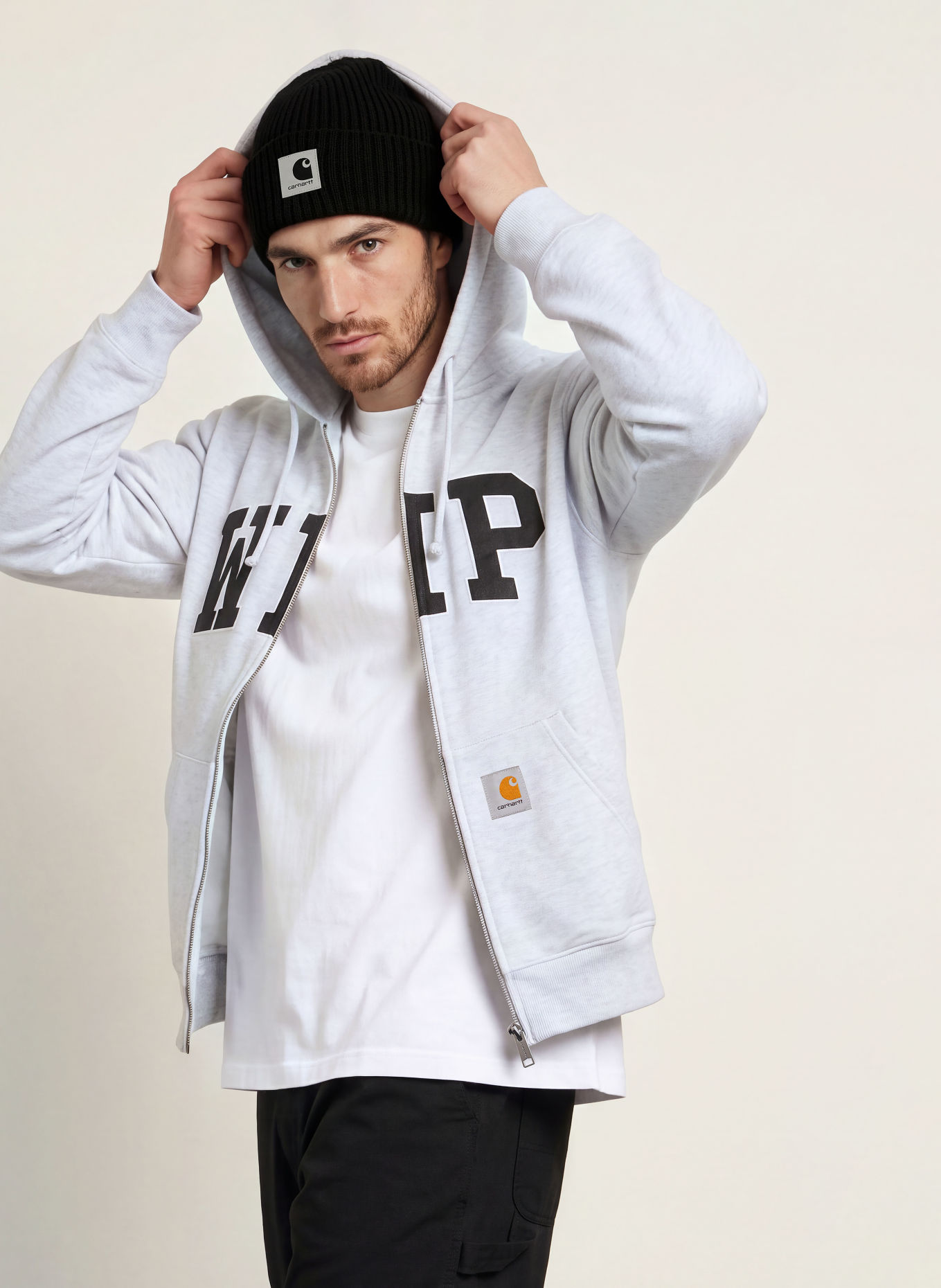 carhartt WIP Sweatvest: LICHTGRIJS / ZWART