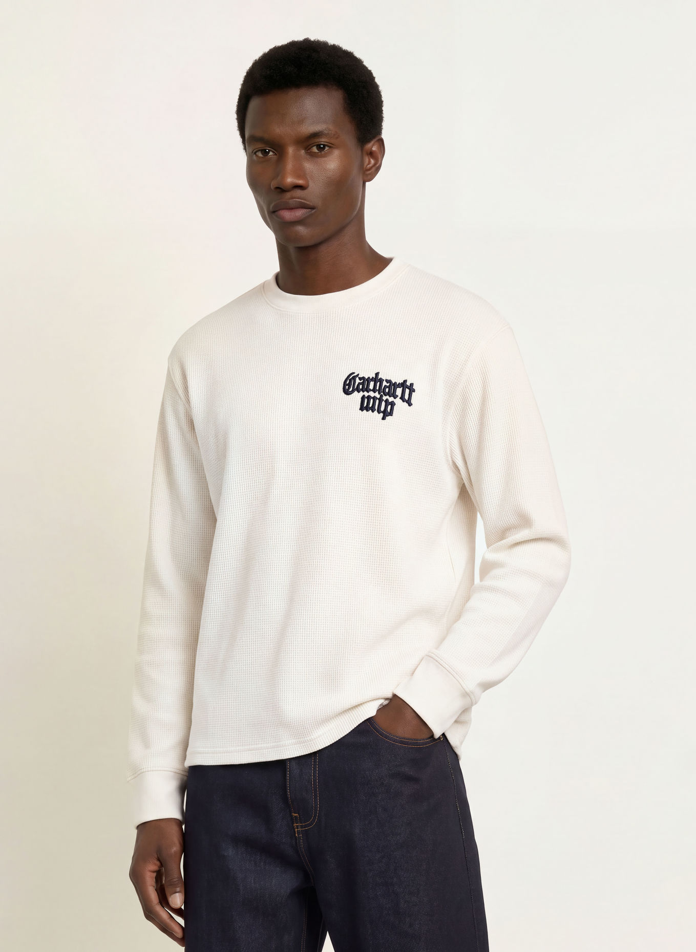 carhartt WIP Langærmet T-shirt: ECRU / SORT