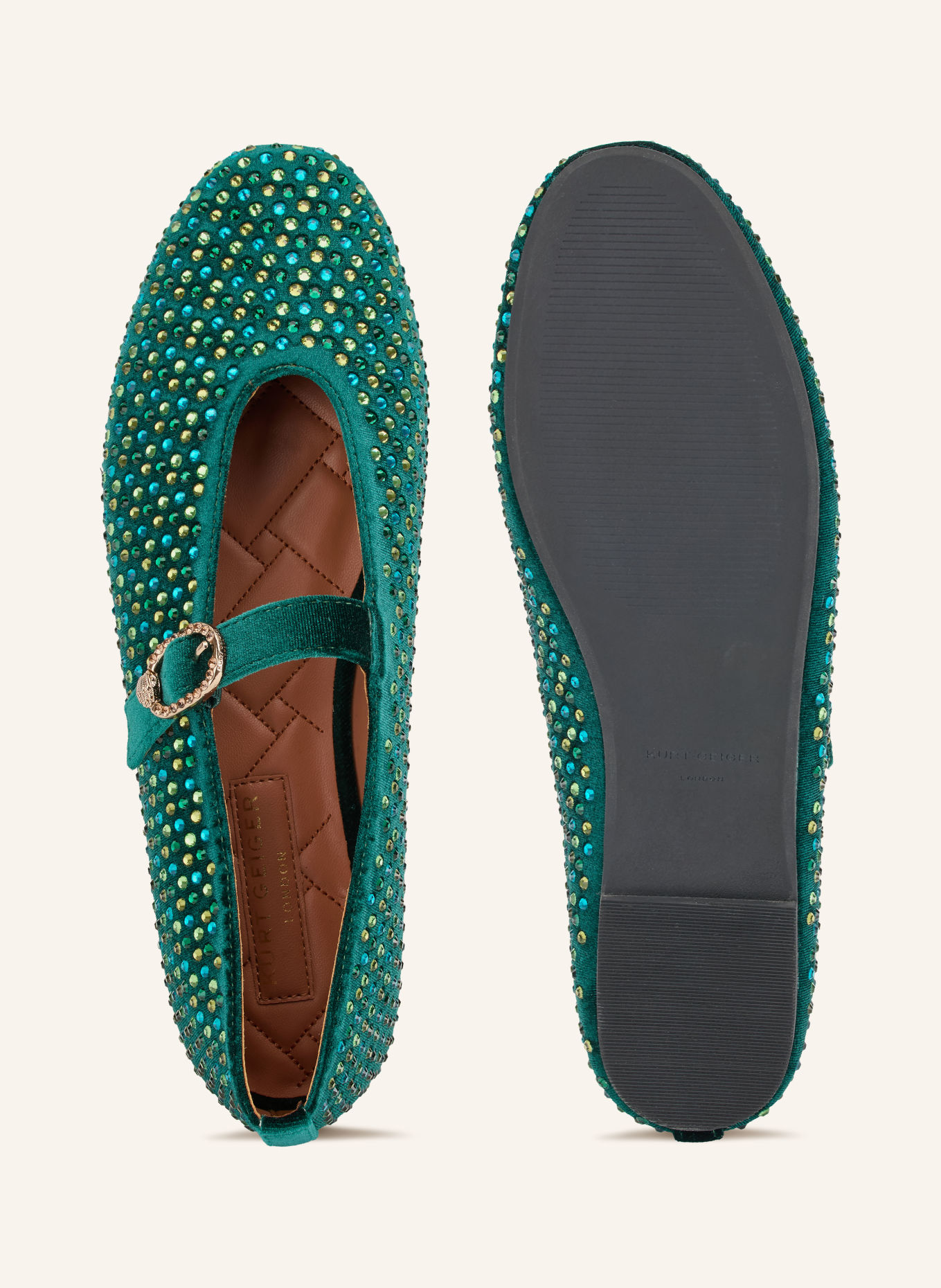 KURT GEIGER Ballerines façon Mary Janes MAYFAIR ornées de pierres décoratives: GROEN