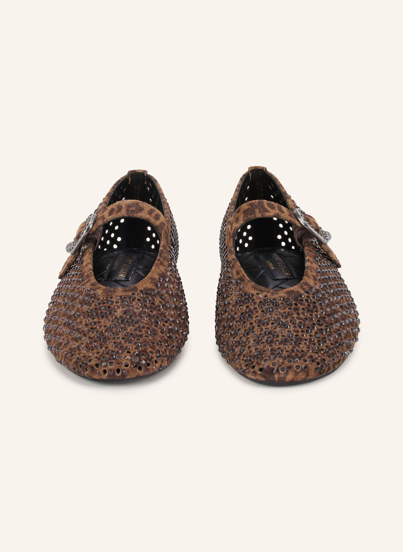KURT GEIGER Ballerines façon Mary Janes MAYFAIR ornées de pierres décoratives: MARRON