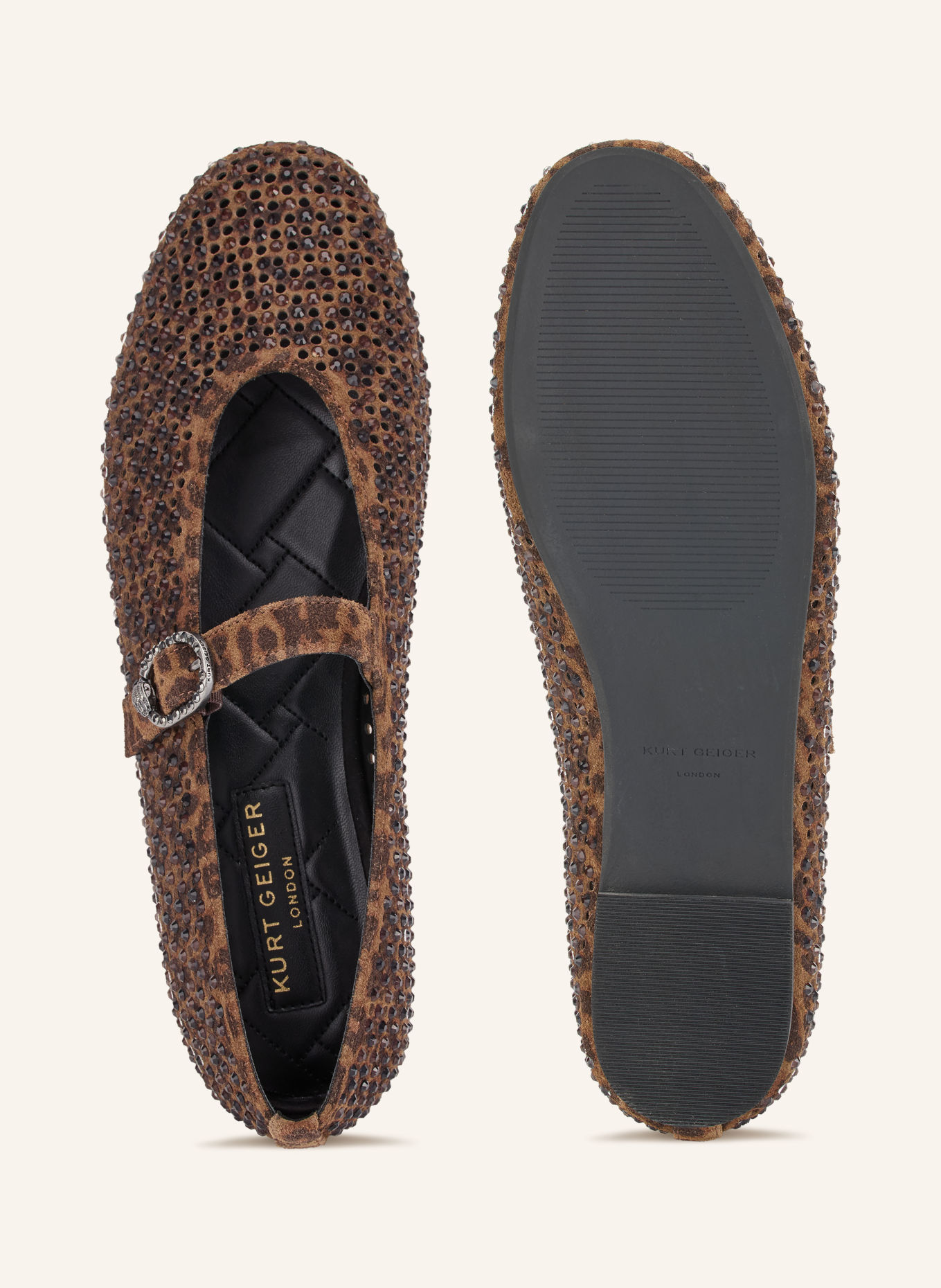 KURT GEIGER Ballerines façon Mary Janes MAYFAIR ornées de pierres décoratives: MARRON