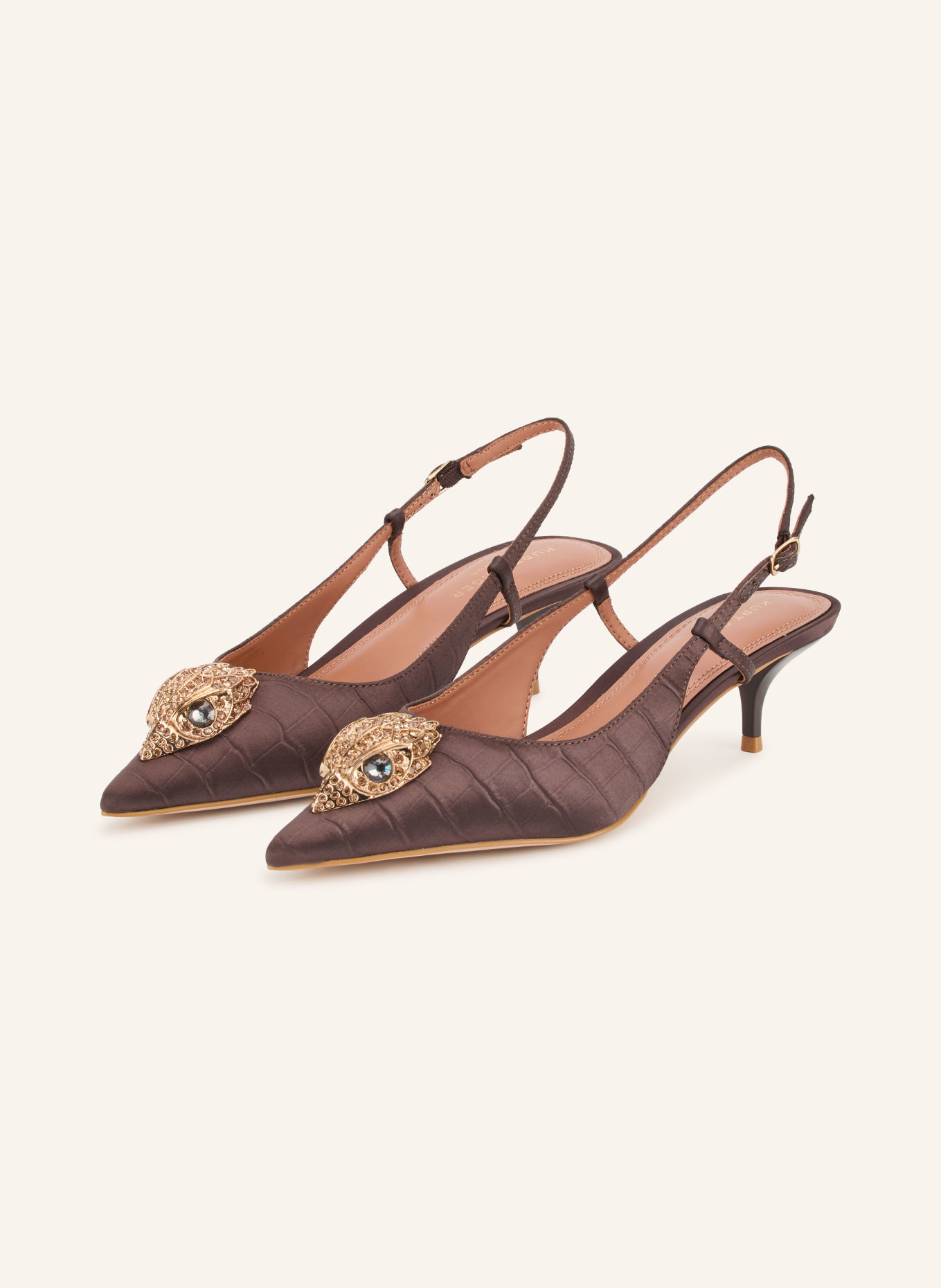 KURT GEIGER Slingpumps mit Schmucksteinen: DUNKELBRAUN / GOLD