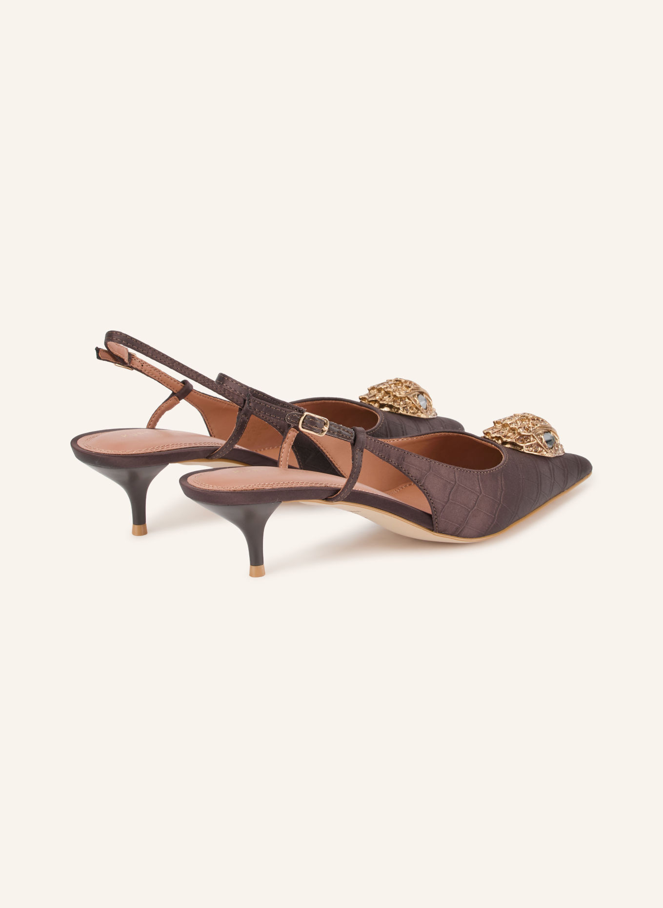 KURT GEIGER Slingpumps mit Schmucksteinen: DUNKELBRAUN / GOLD