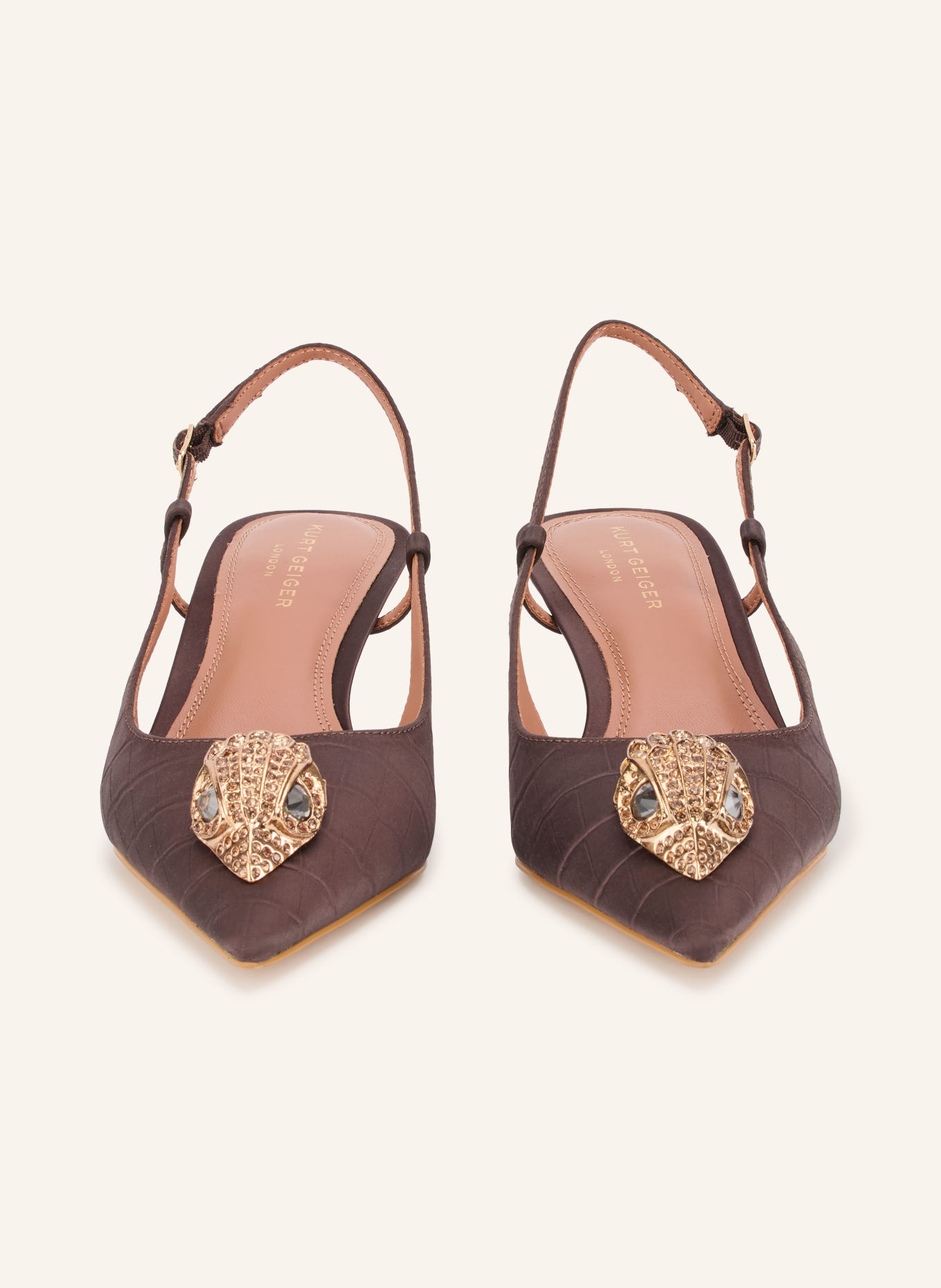 KURT GEIGER Slingpumps mit Schmucksteinen: DUNKELBRAUN / GOLD