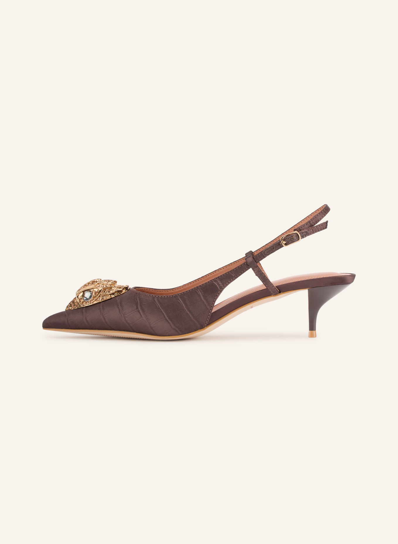 KURT GEIGER Slingpumps mit Schmucksteinen: DUNKELBRAUN / GOLD