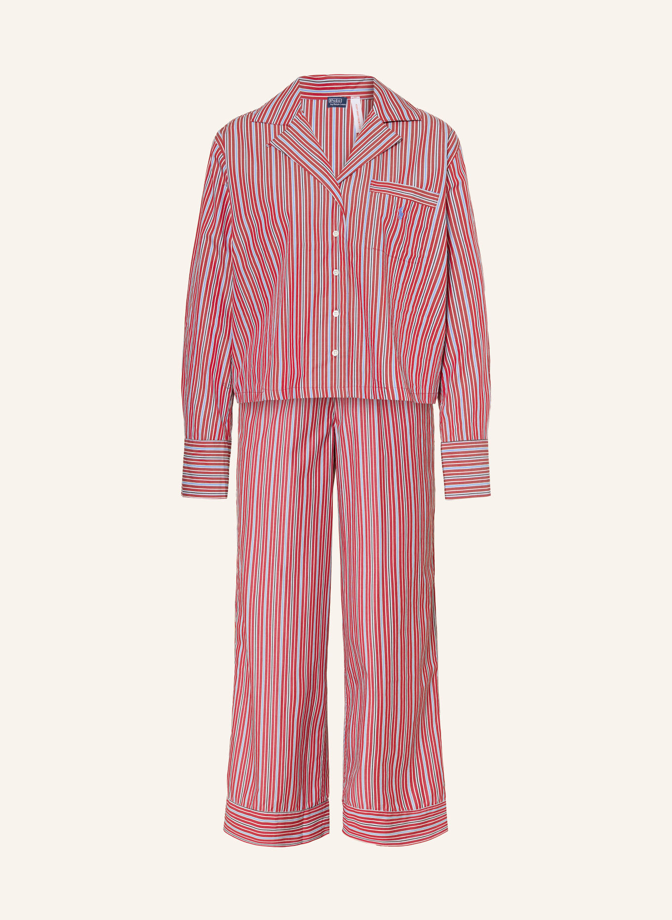 POLO RALPH LAUREN Pyjama: DONKERROOD / WIT / ZWART