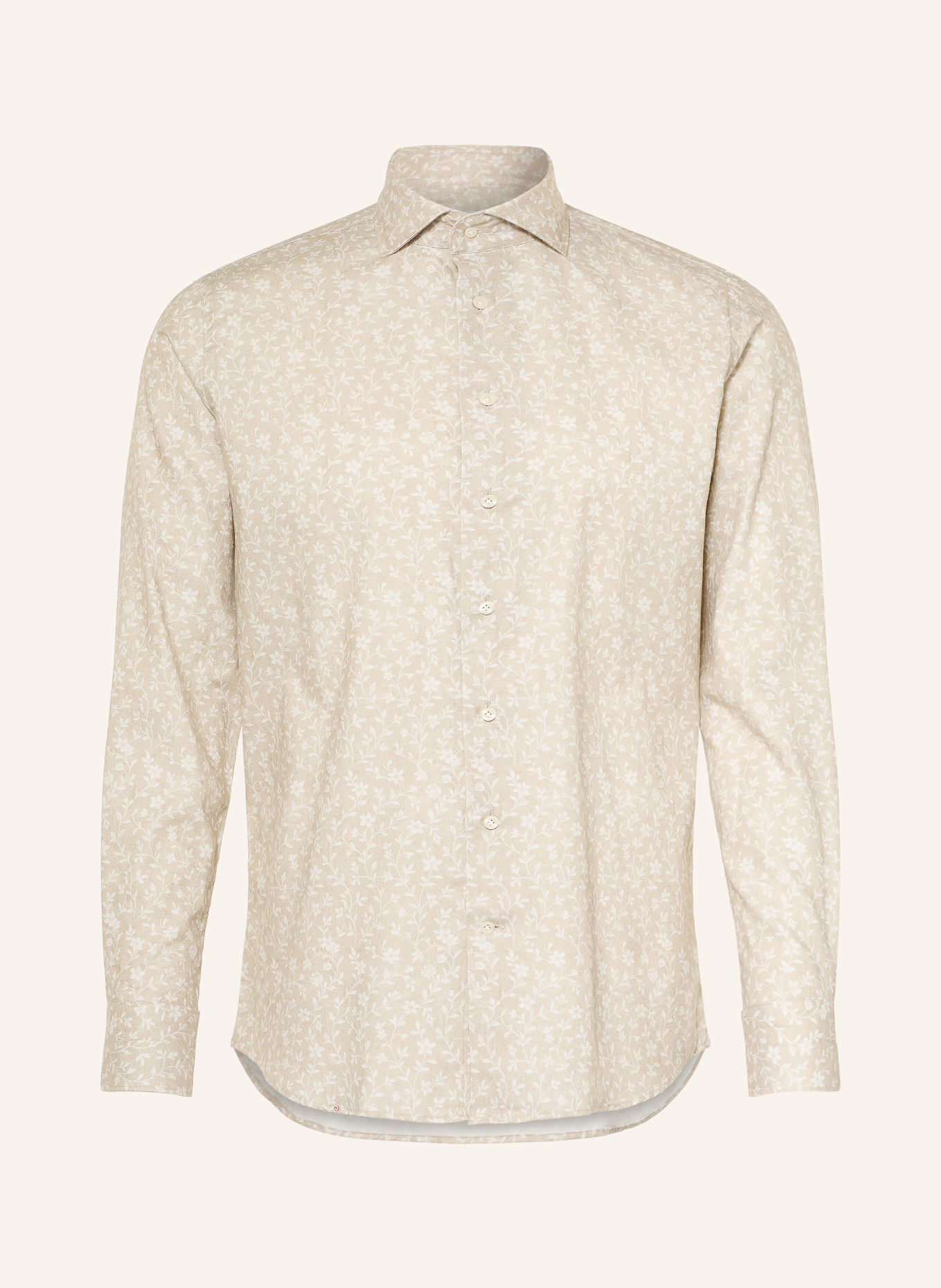 PROFUOMO Chemise coupe slim: BEIGE / ÉCRU