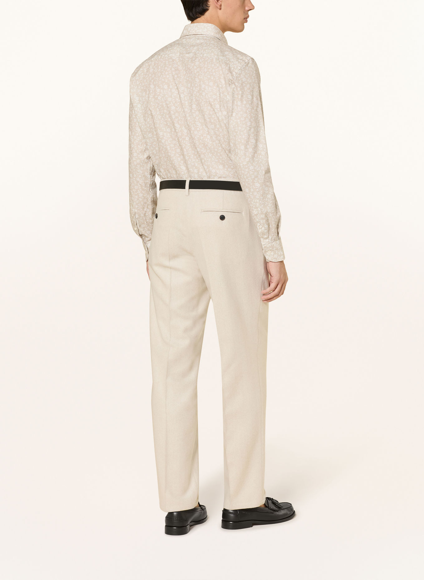 PROFUOMO Chemise coupe slim: BEIGE / ÉCRU