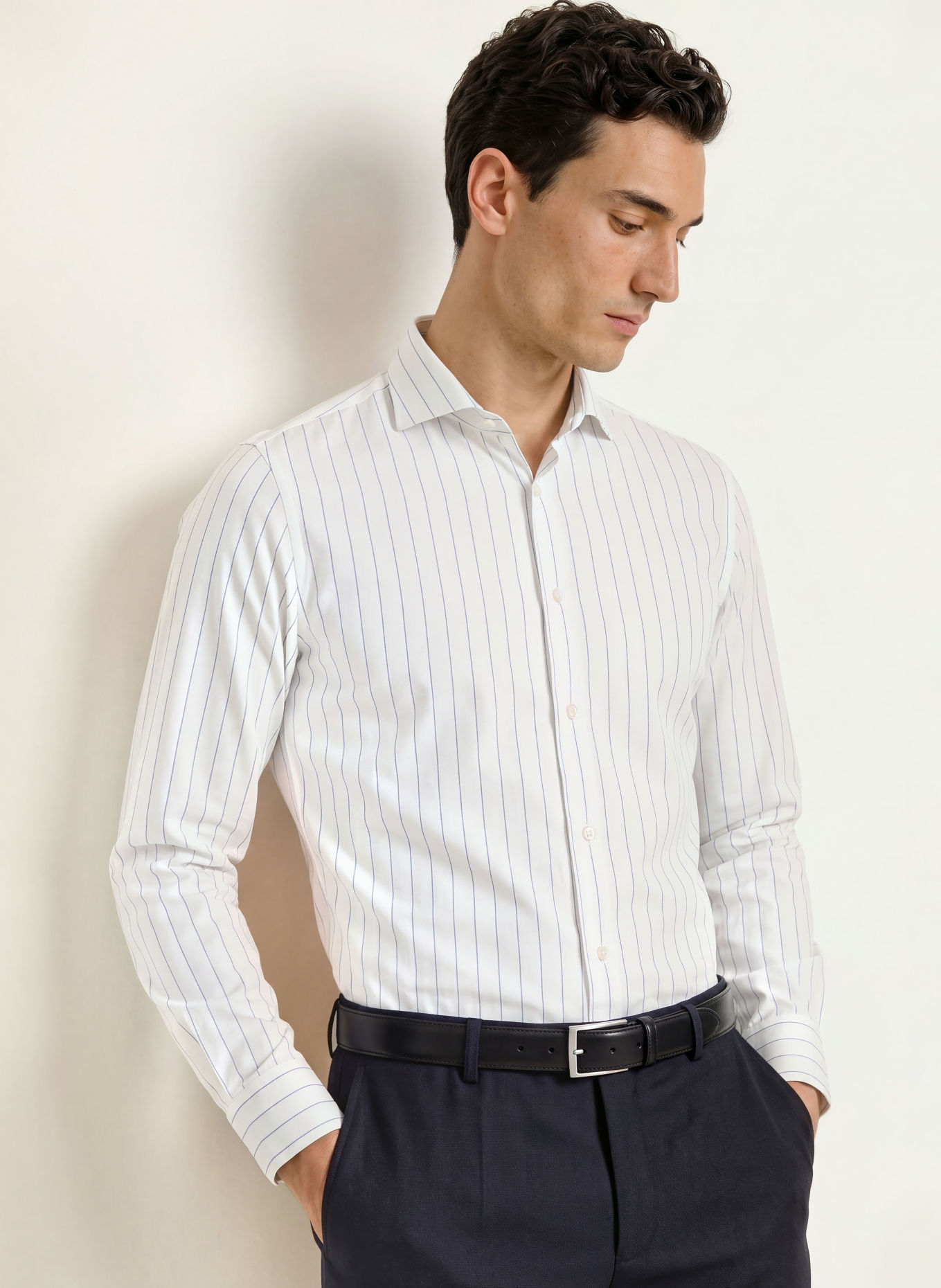 PROFUOMO Hemd Slim Fit: WEISS / HELLBLAU